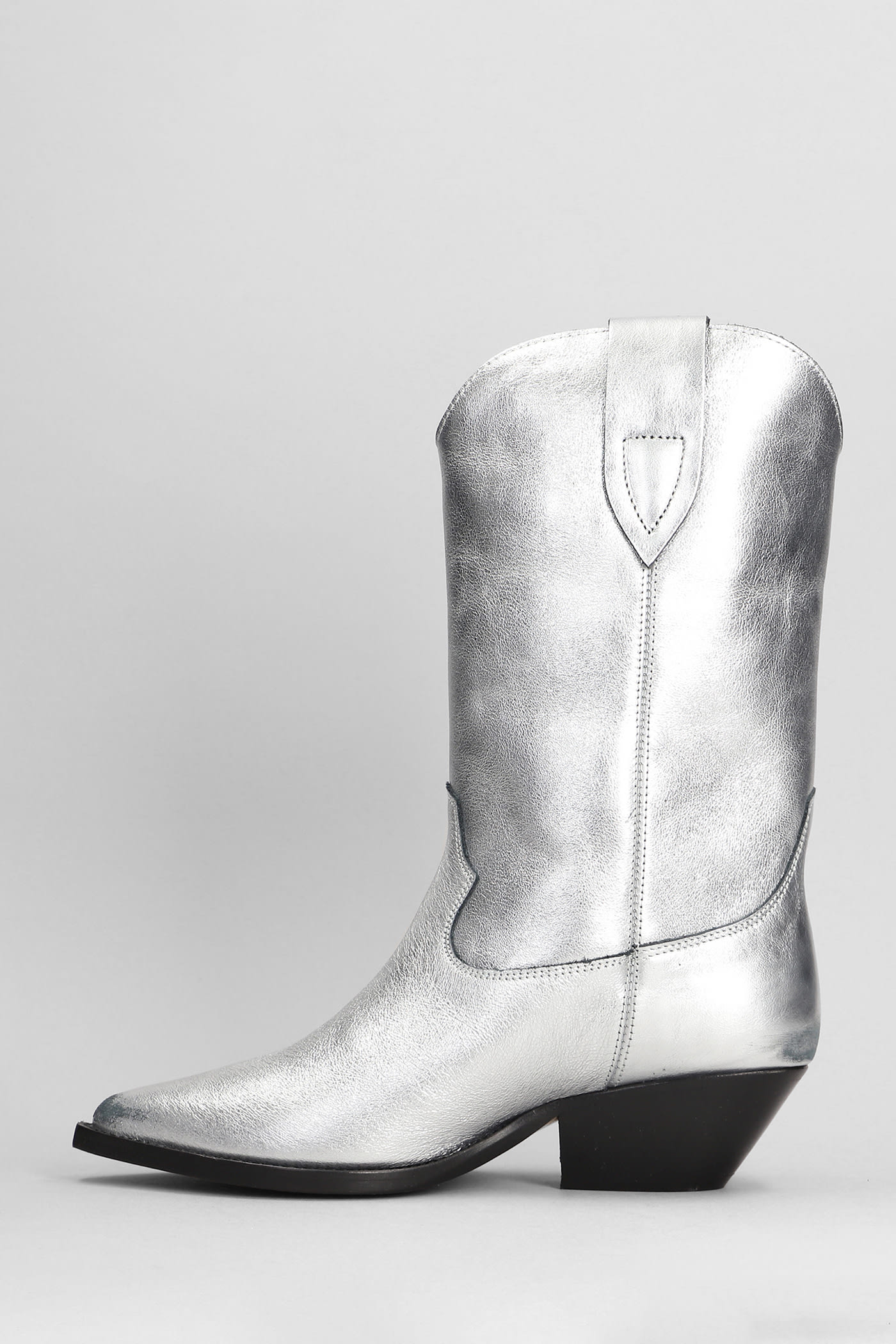 Shop Isabel Marant Duerto Texan Boots In Silver Leather
