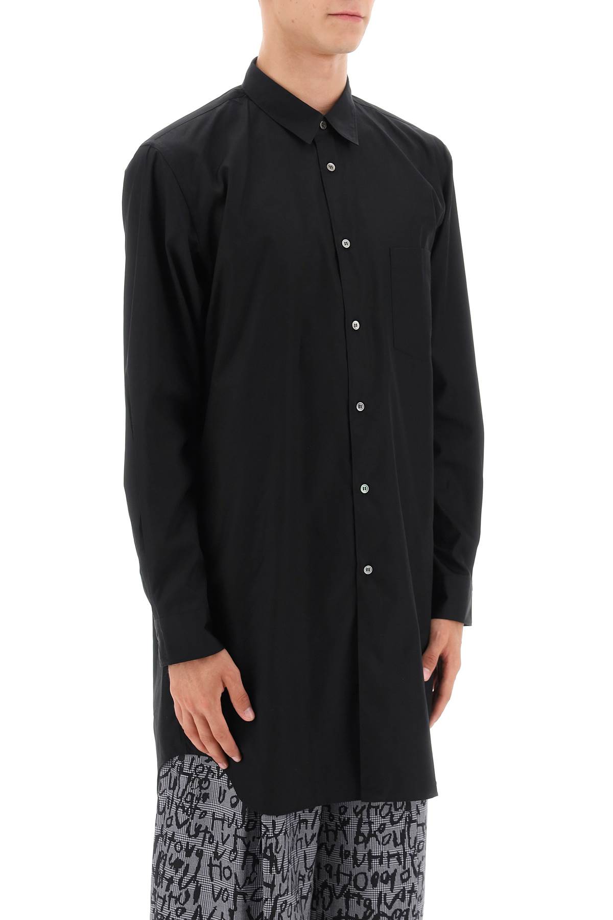 Shop Comme Des Garçons Homme Deux Maxi Shirt In Poplin In Black (black)