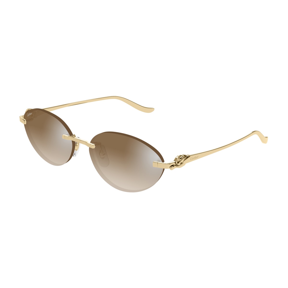 Shop Cartier Ct0504s Panthère De  003 Gold Brown Sunglasses In Oro