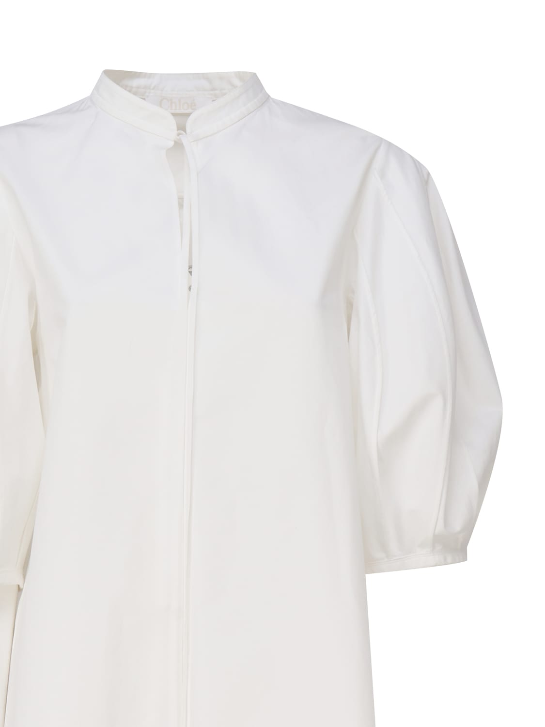 Shop Chloé Tunic Style Shirt With Ribbon In Bianco