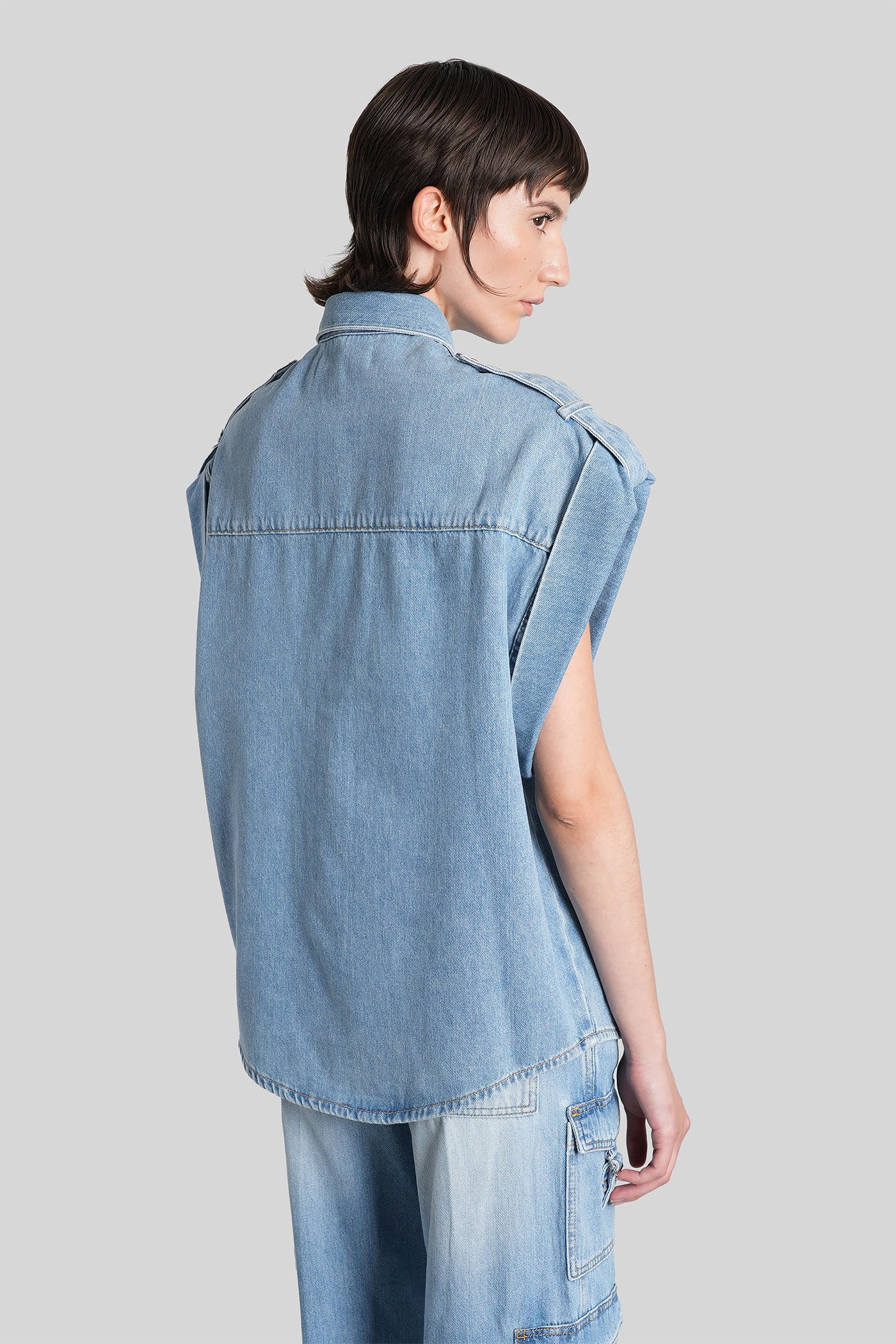 Iro Uline Vest In Blue Cotton In Blue