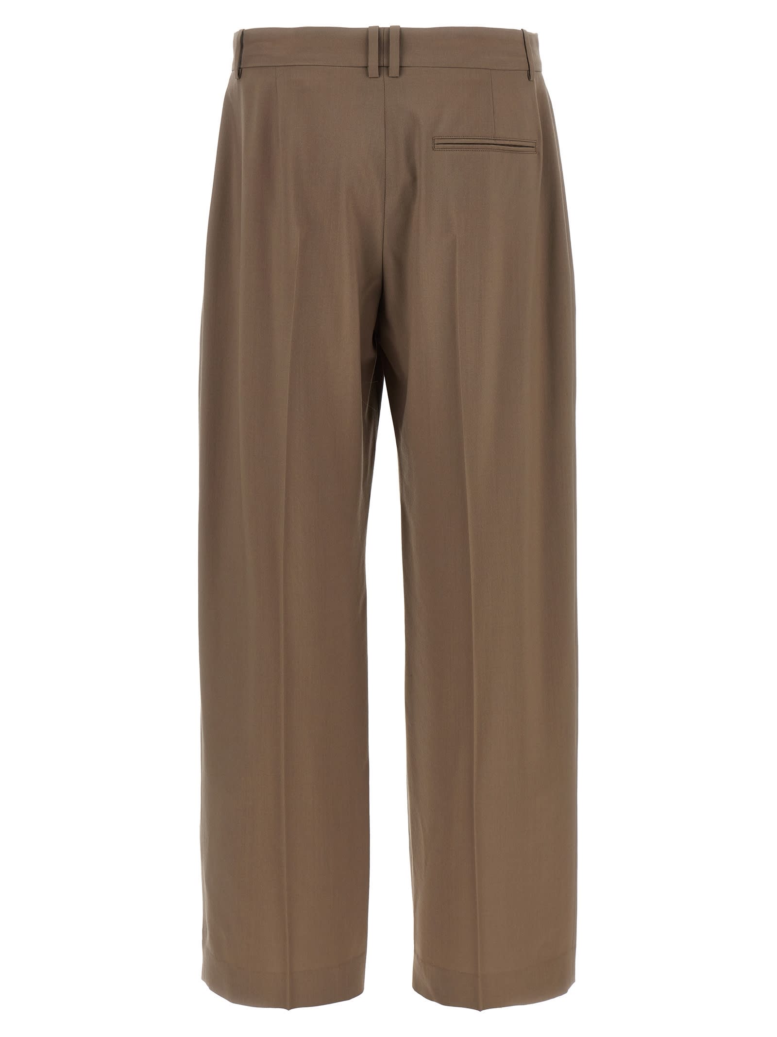The Row Trousers Front Pleated Belt Loops In Green