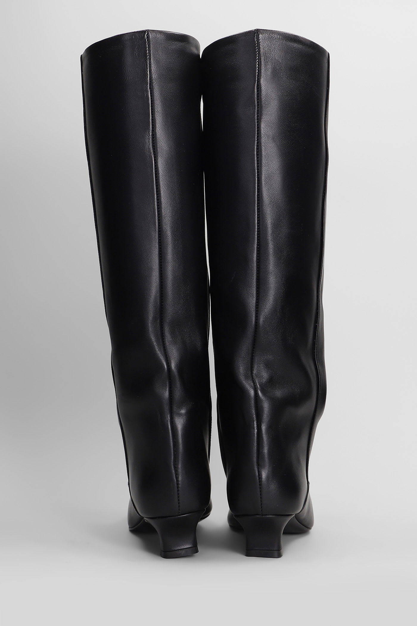 The Seller Low Heels Boots In Black Leather In Black