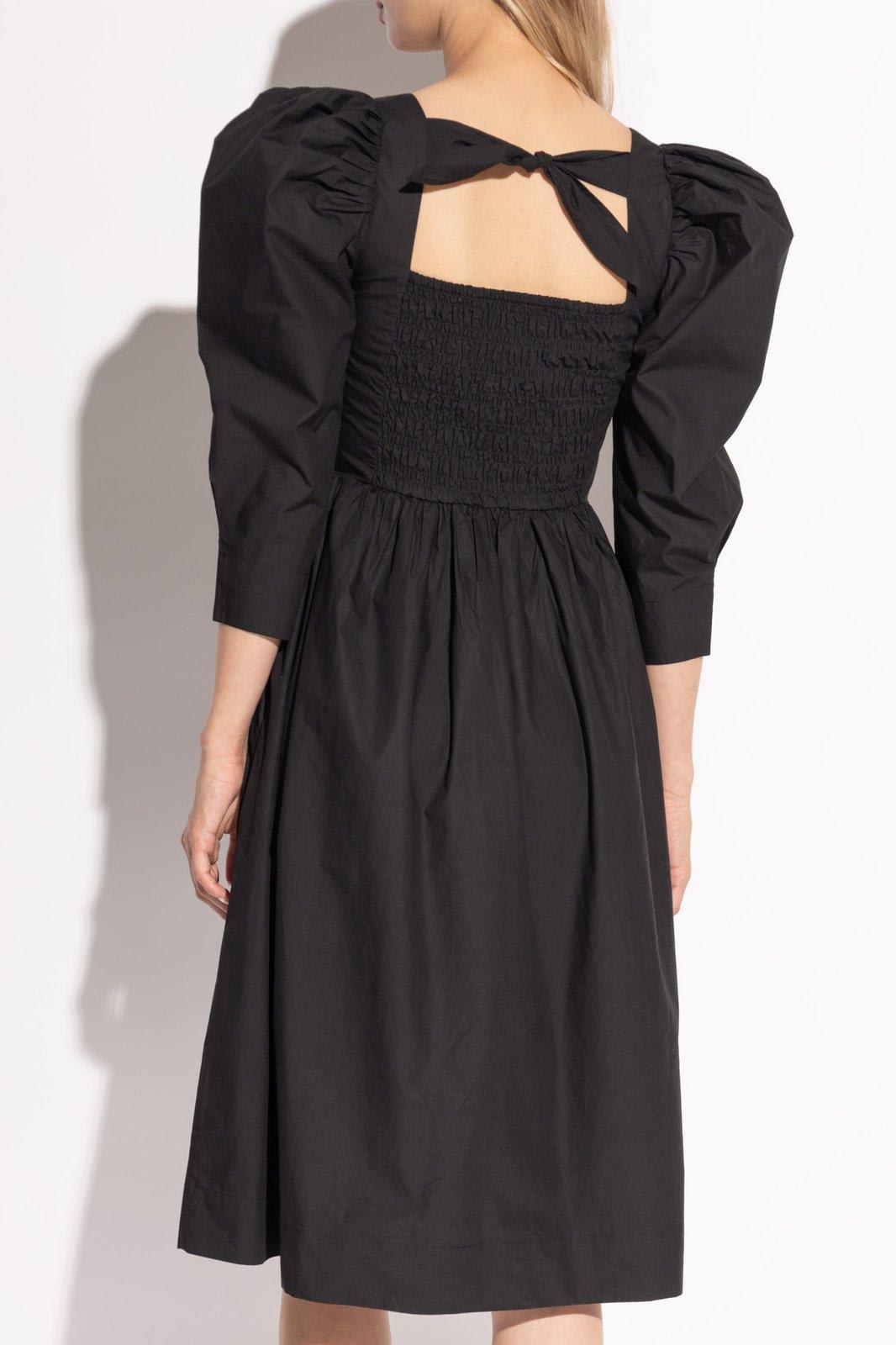 Shop Ganni Dress With Ruching In Black