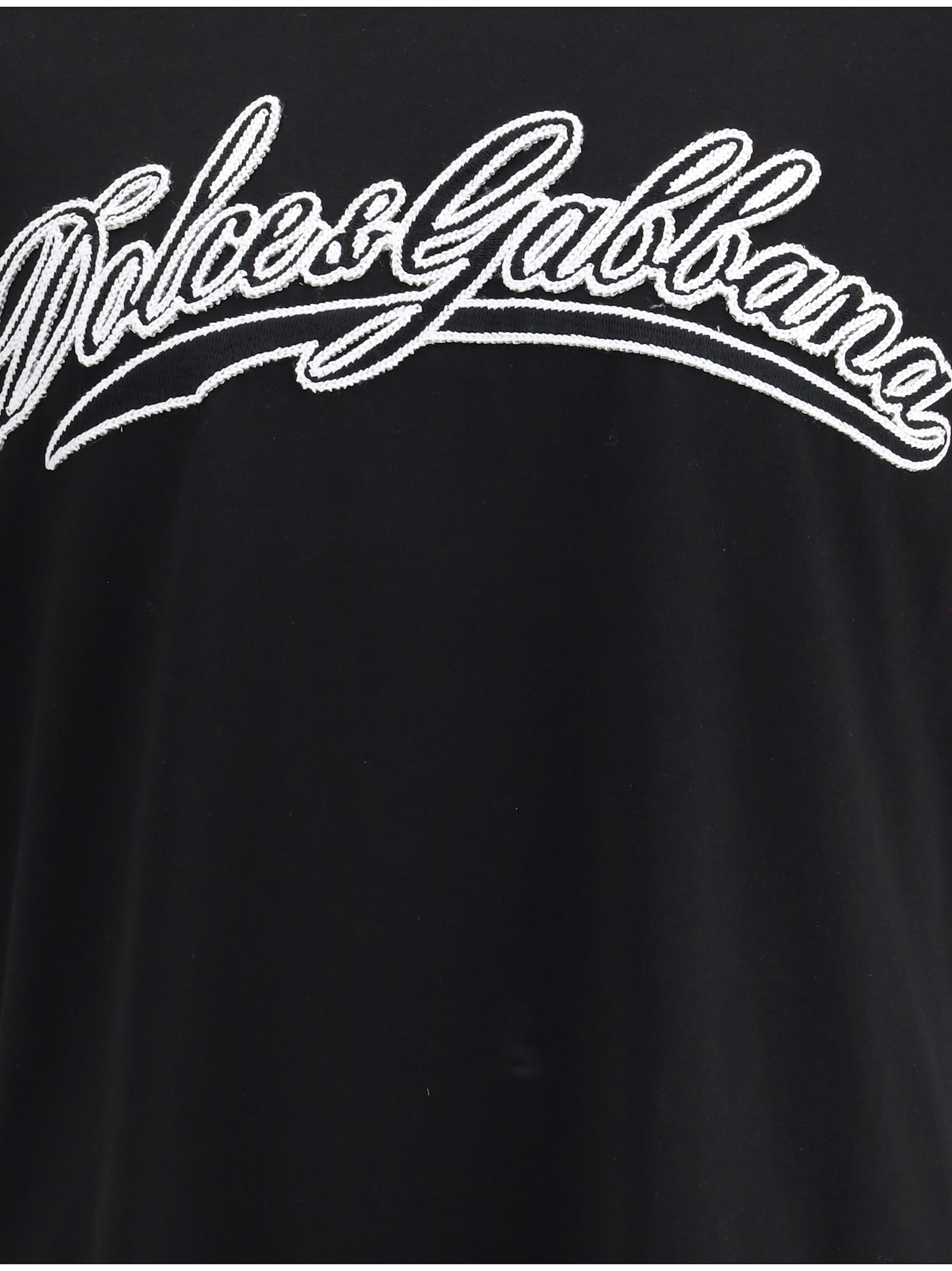 Dolce & Gabbana Men Cotton T-shirt With Embossed Logo Embroidery In Black