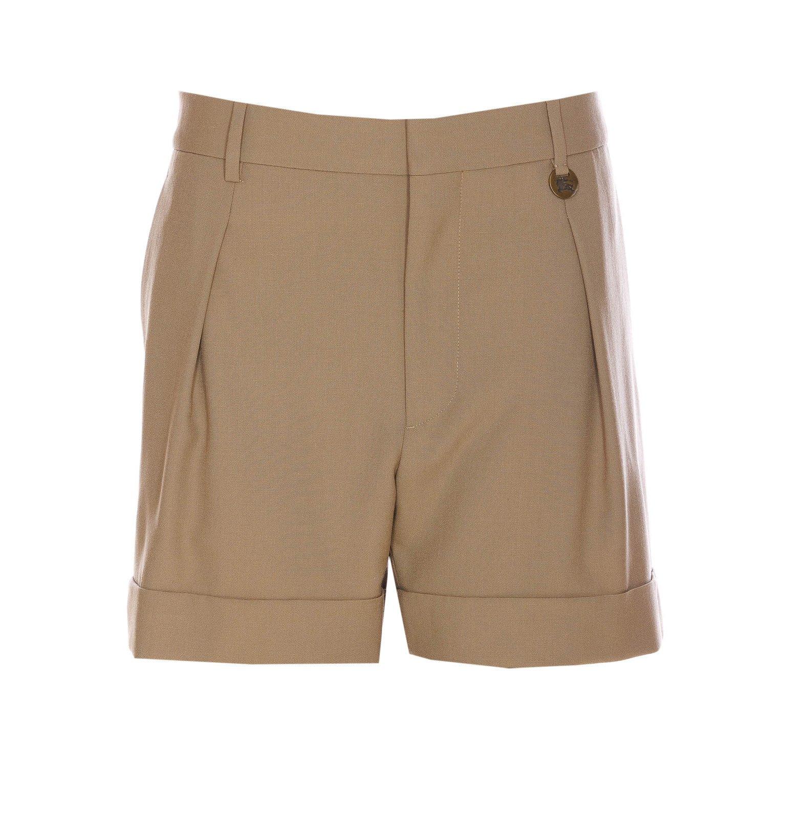 Burberry Tailored Shorts Button Detail In Brown