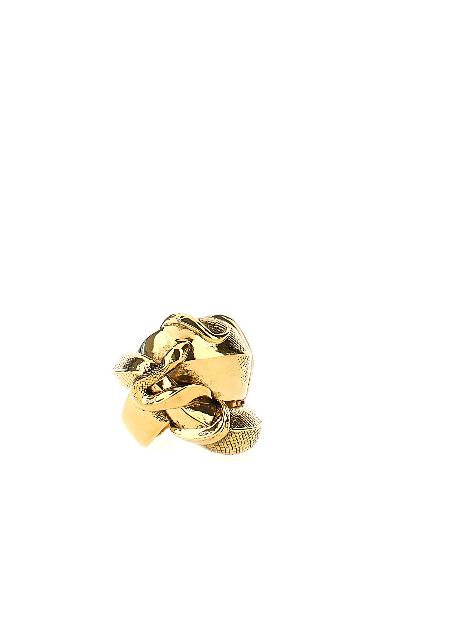 Shop Alexander Mcqueen Snake Ring In Gold