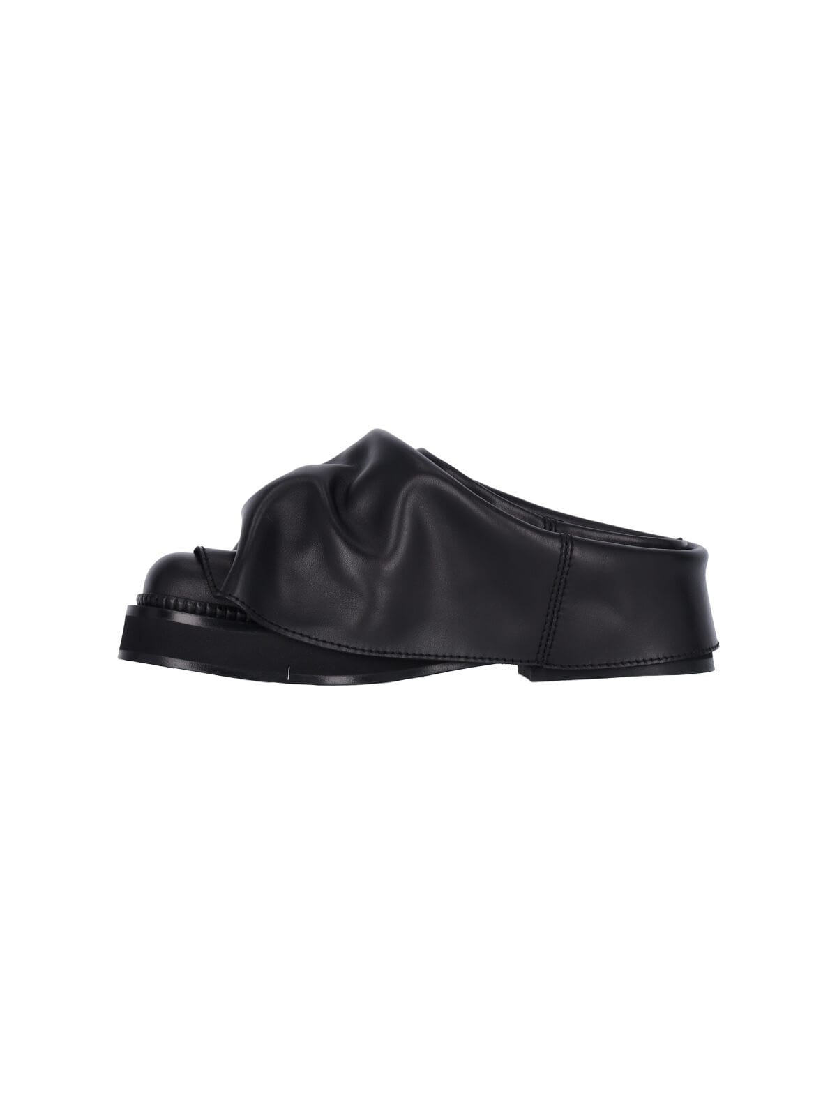 Attico Black Leather Mules In Black