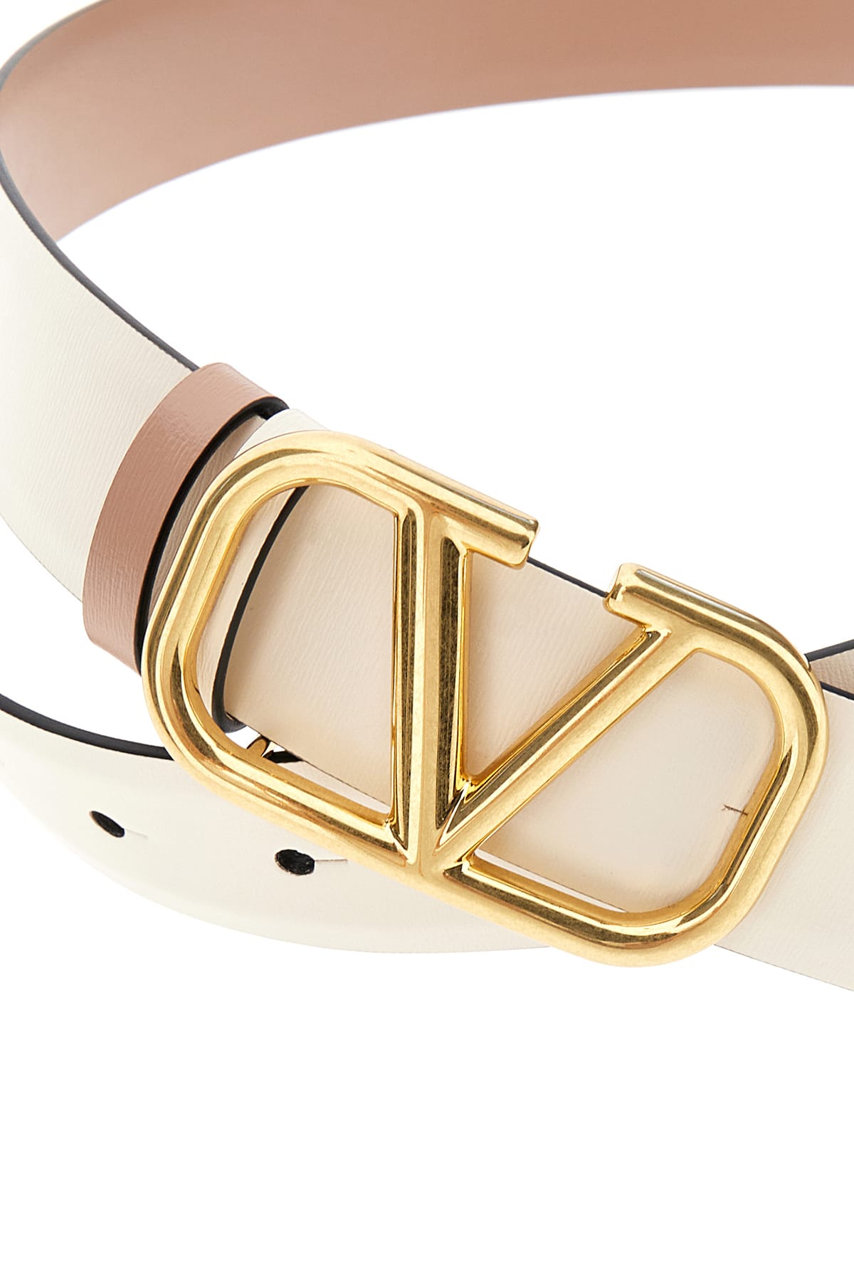 Shop Valentino Ivory Leather Reversible Belt In Ivoryrose