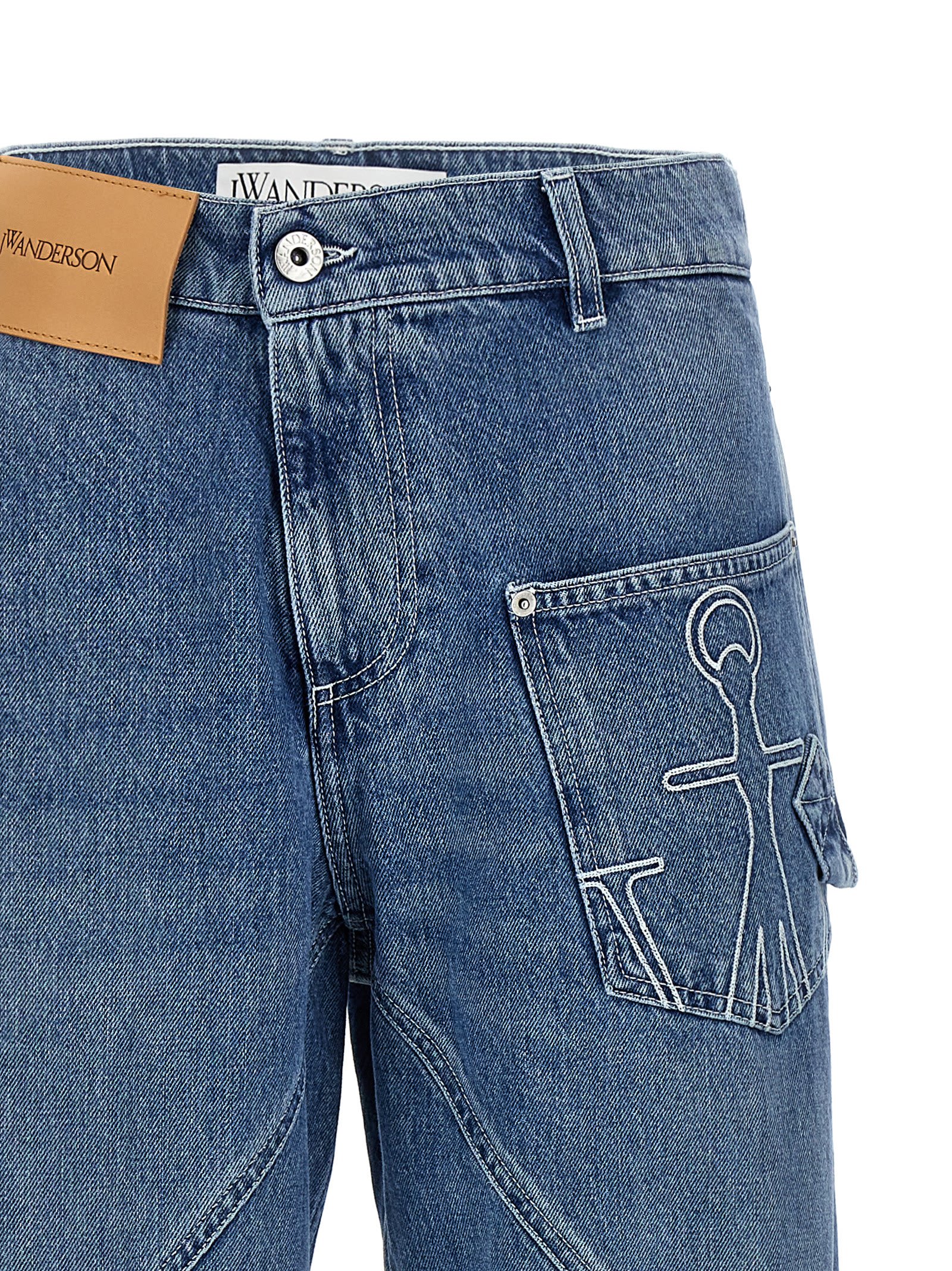 Jw Anderson Workwear Jeans With Off-centralized Closure In Blue