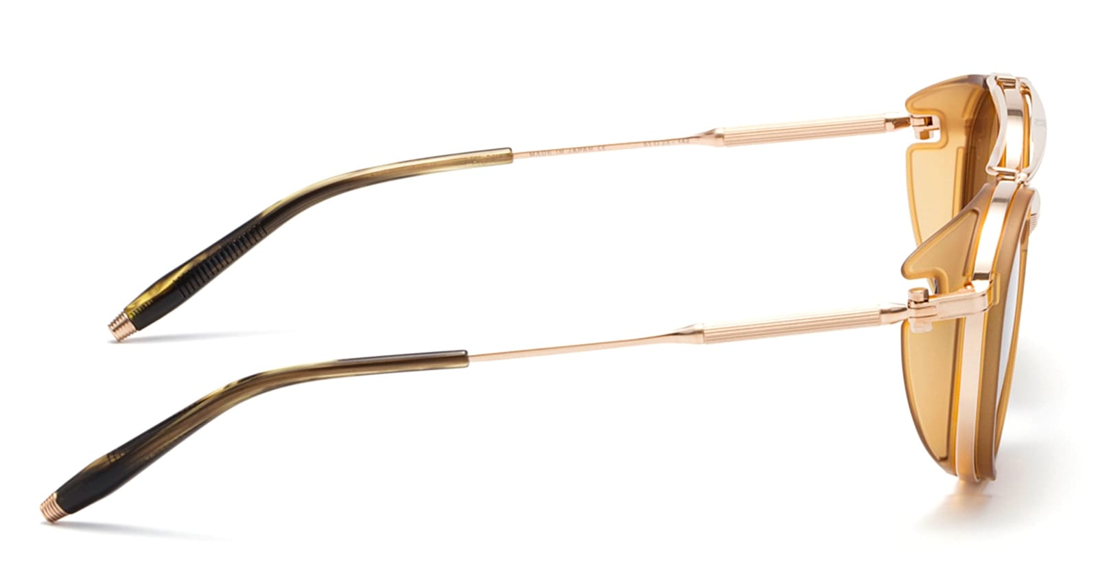 Akoni Skymapper - Brushed White Gold / Crystal Amber Sunglasses In Brown