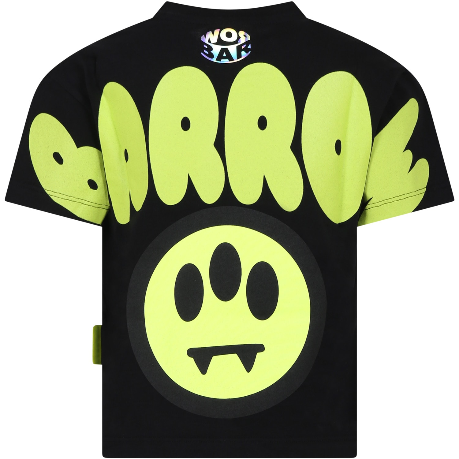 Barrow Black T-shirt For Kids With Smiley Face And Logo In Nero
