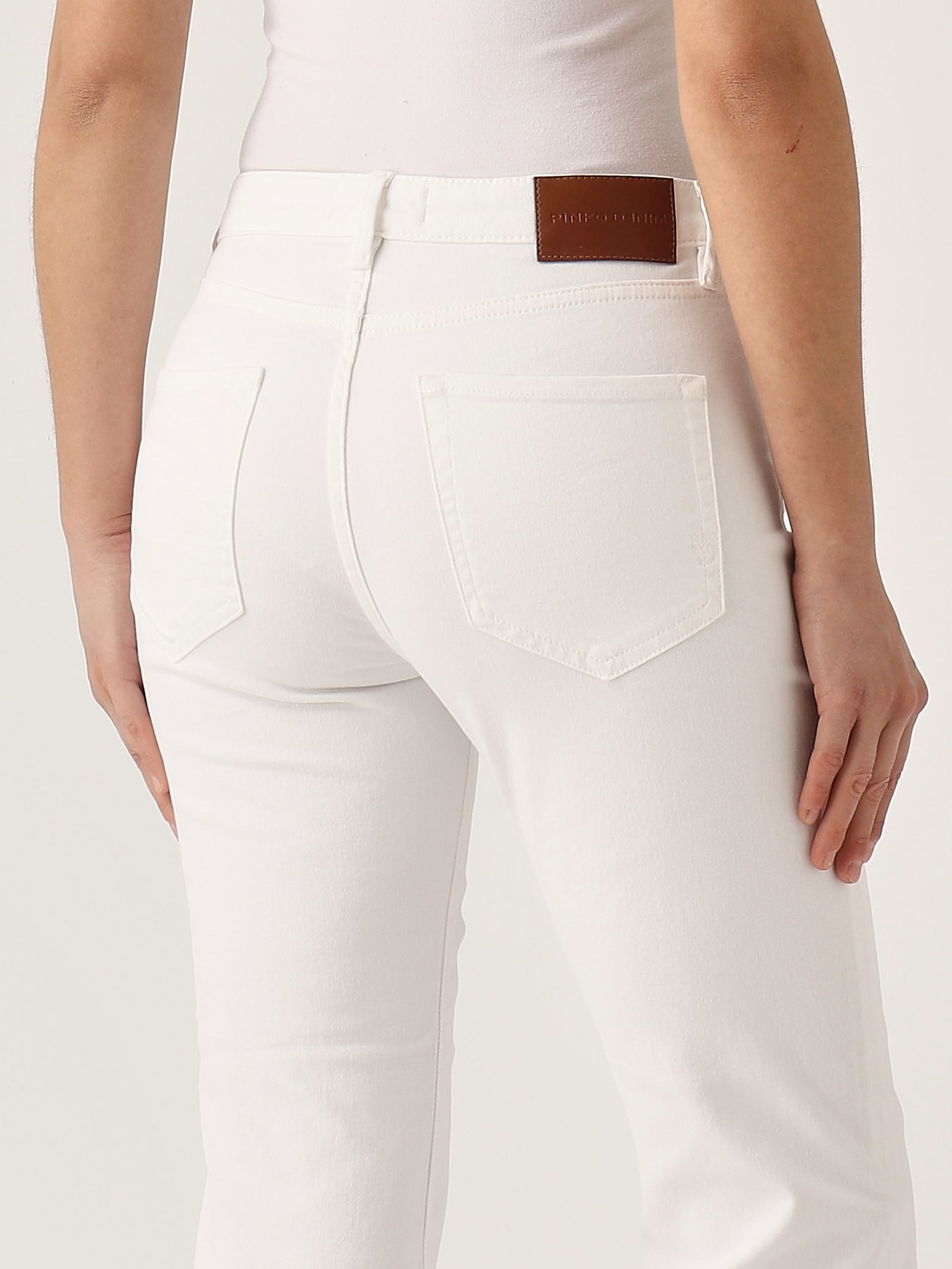 Pinko Britney Bootcut Bull Stretch Jeans In Bianco