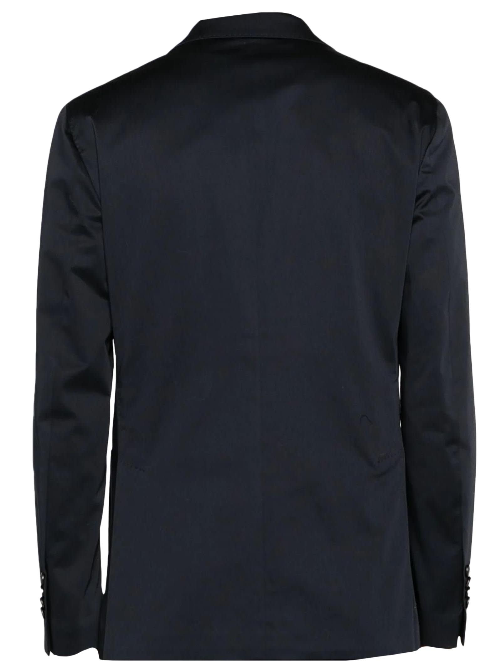 Shop Lardini Navy Blue Stretch-cotton Single-breasted Blazer