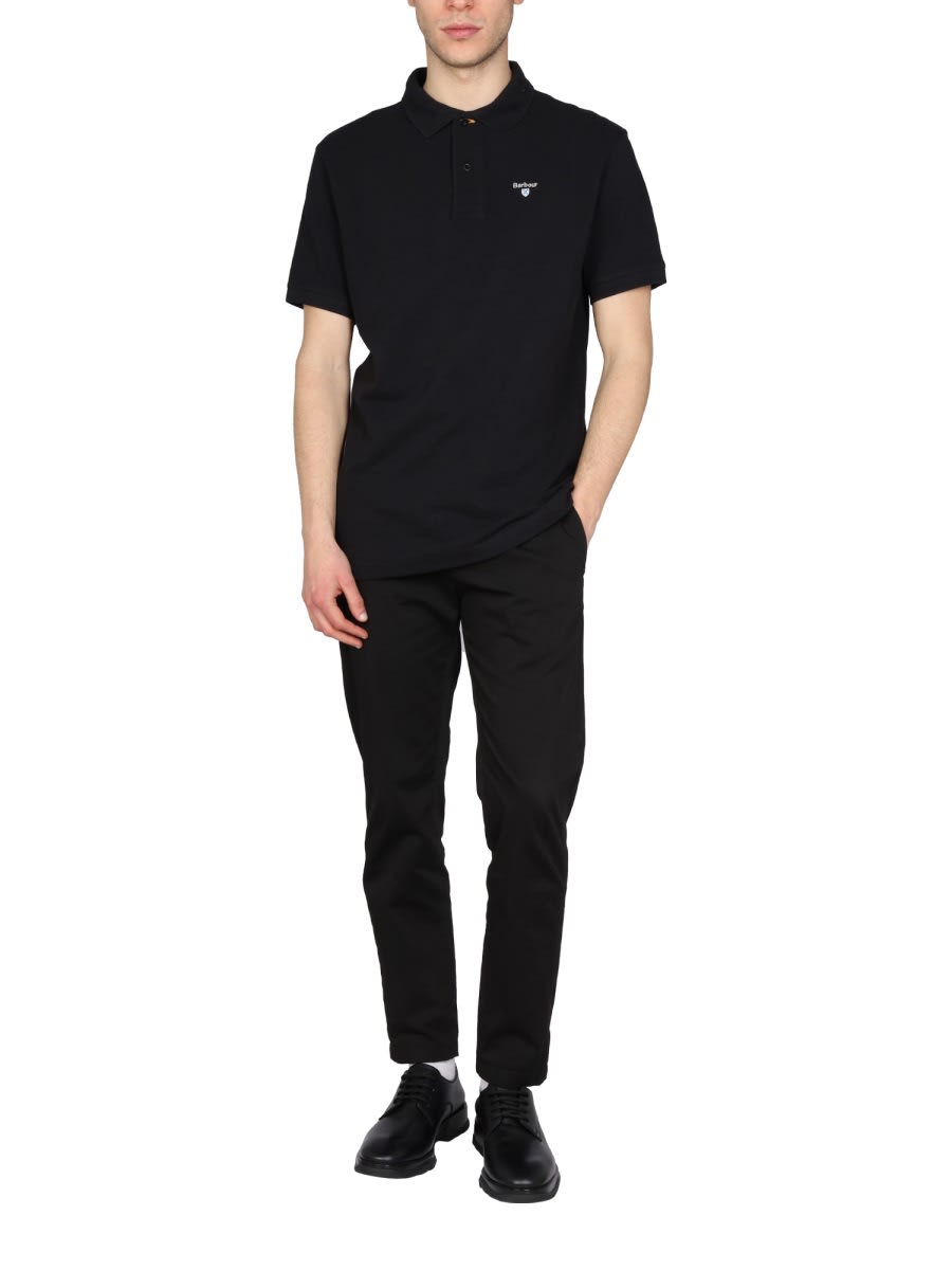 Barbour Embroidered Cotton Polo In Black