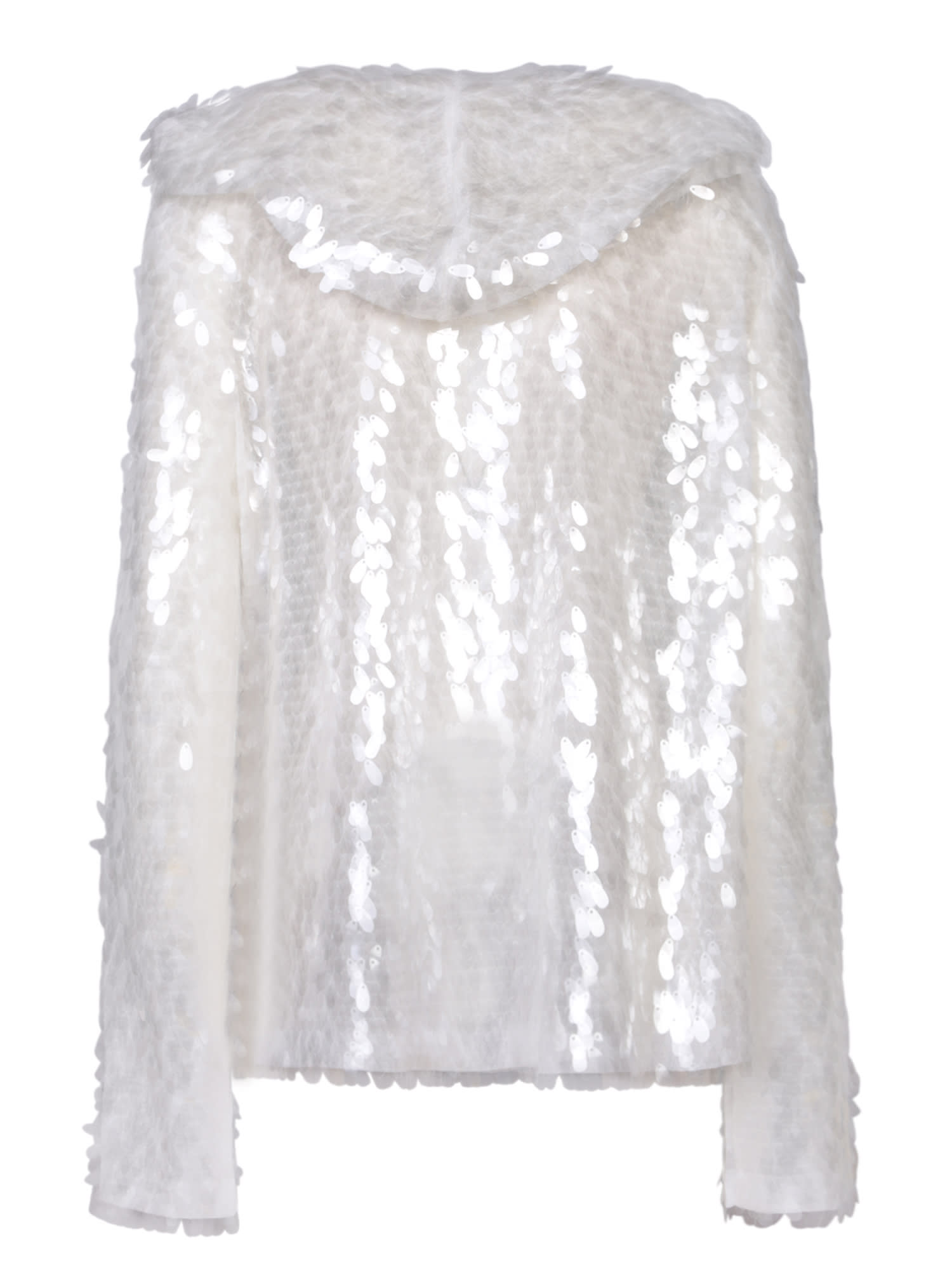 Shop Norma Kamali White Sequined Blouse