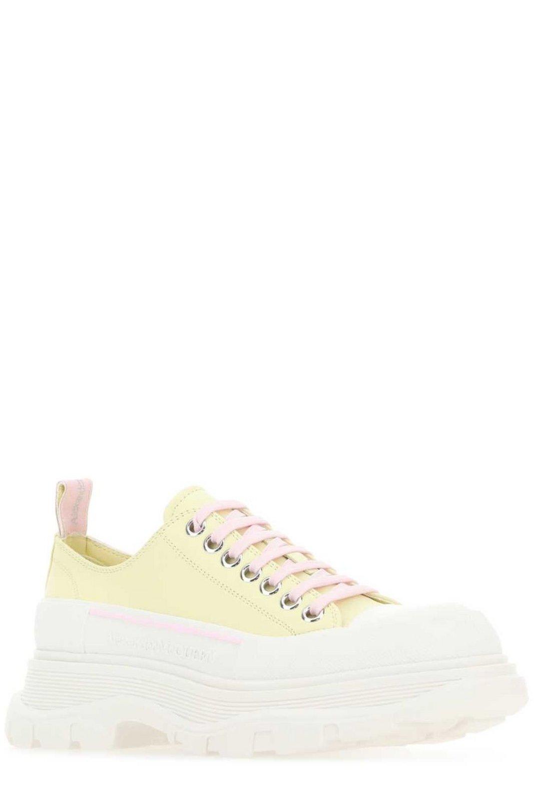 Alexander Mcqueen Pastel Yellow Leather Tread Slick Sneakers