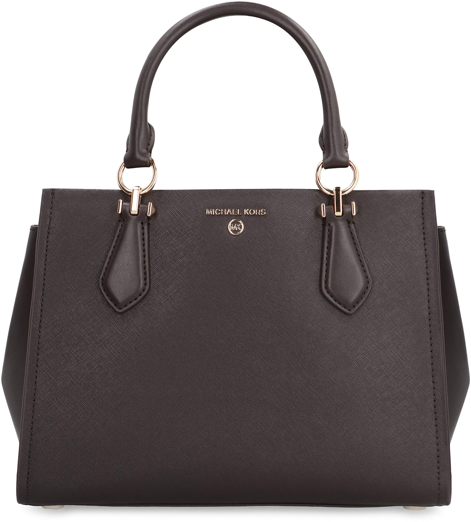 Shop Michael Michael Kors Marilyn Leather Handbag In Brown