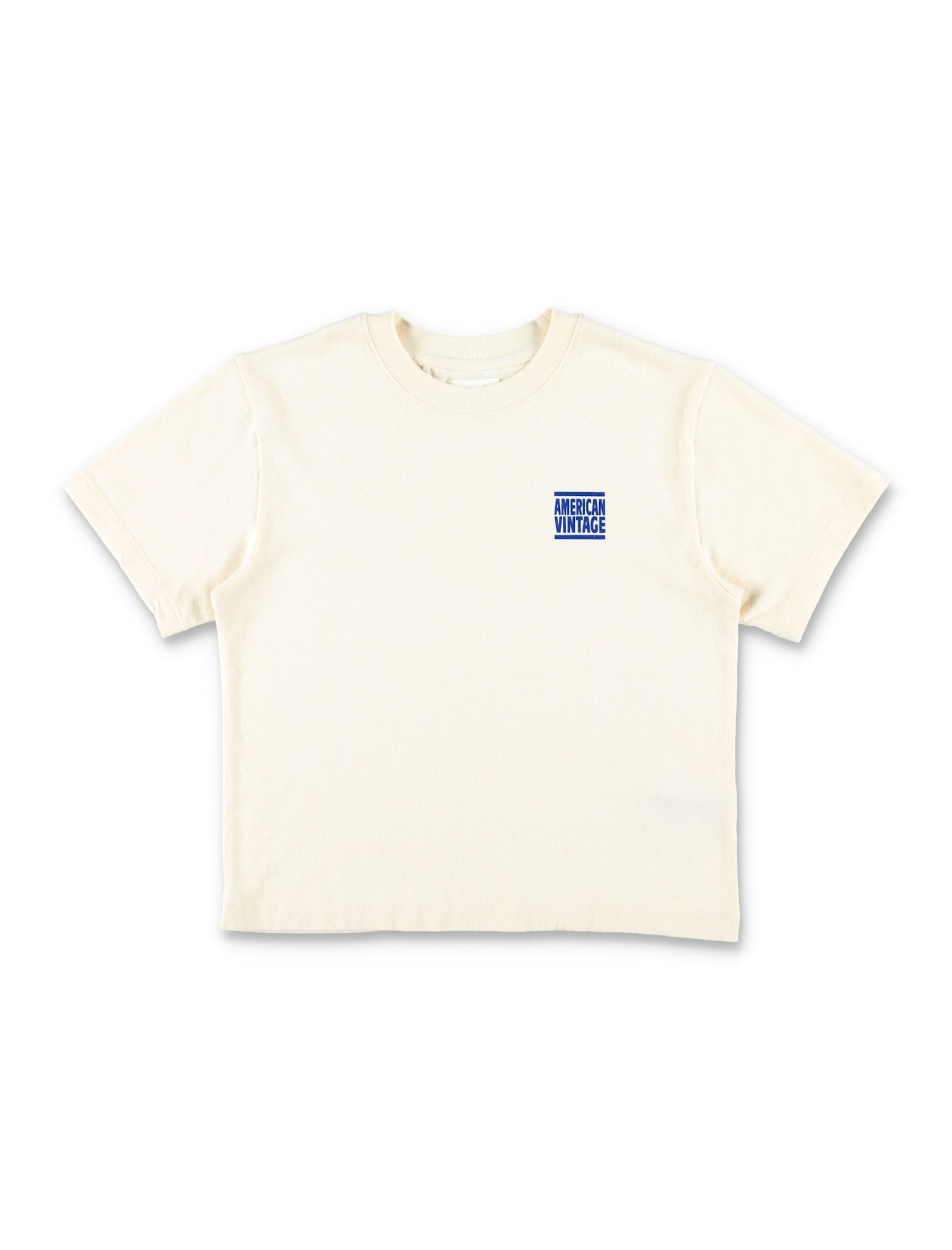 American Vintage Kids Ykobow Cotton T-shirt With Printed Logo In Neutral