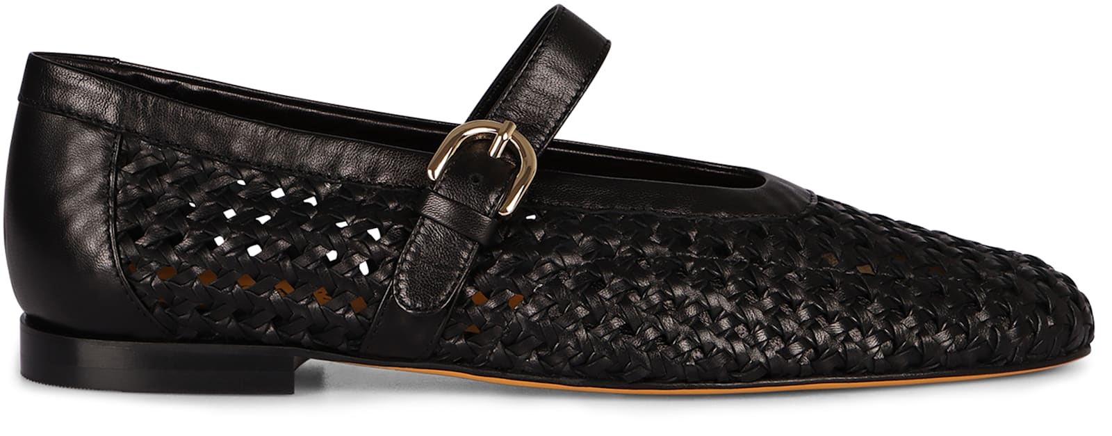 Doucal's Black Leather Ballet Flat With Strap In Black