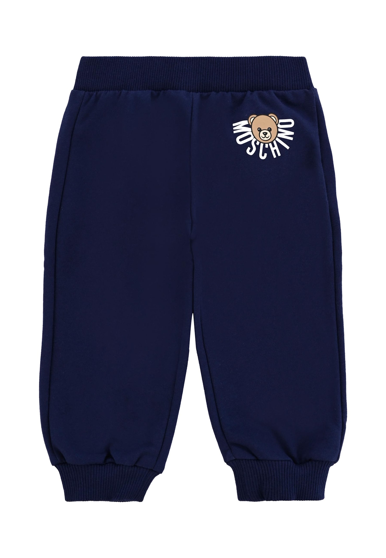 Moschino Blue Trousers For Babykids With Teddy Bear In Blue