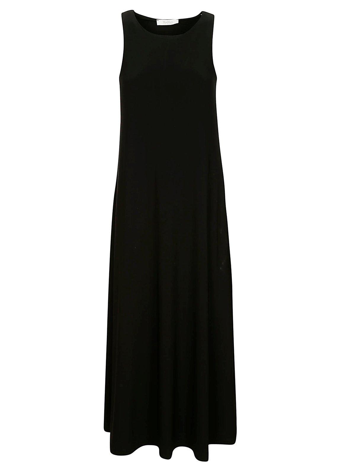 Max Mara Pompei Viscose Blend Crepe Long Dress In Black