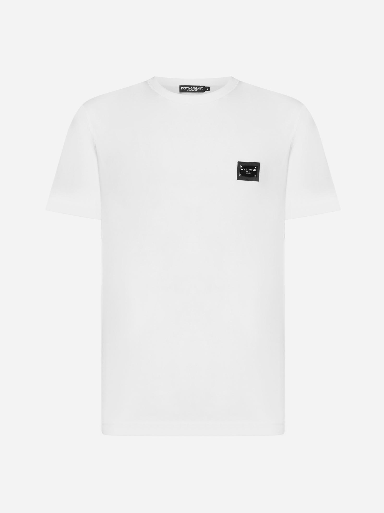 Dolce & Gabbana Logo-plaque Cotton T-shirt In White
