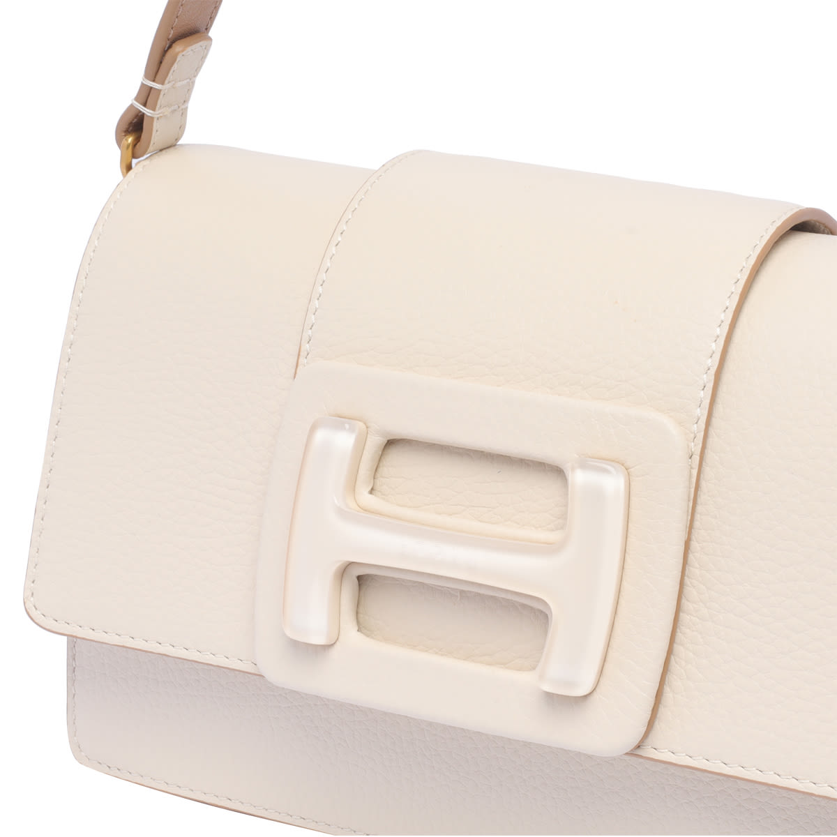 Shop Hogan Rectangular H Plexi Shoulder Strap Bag In White