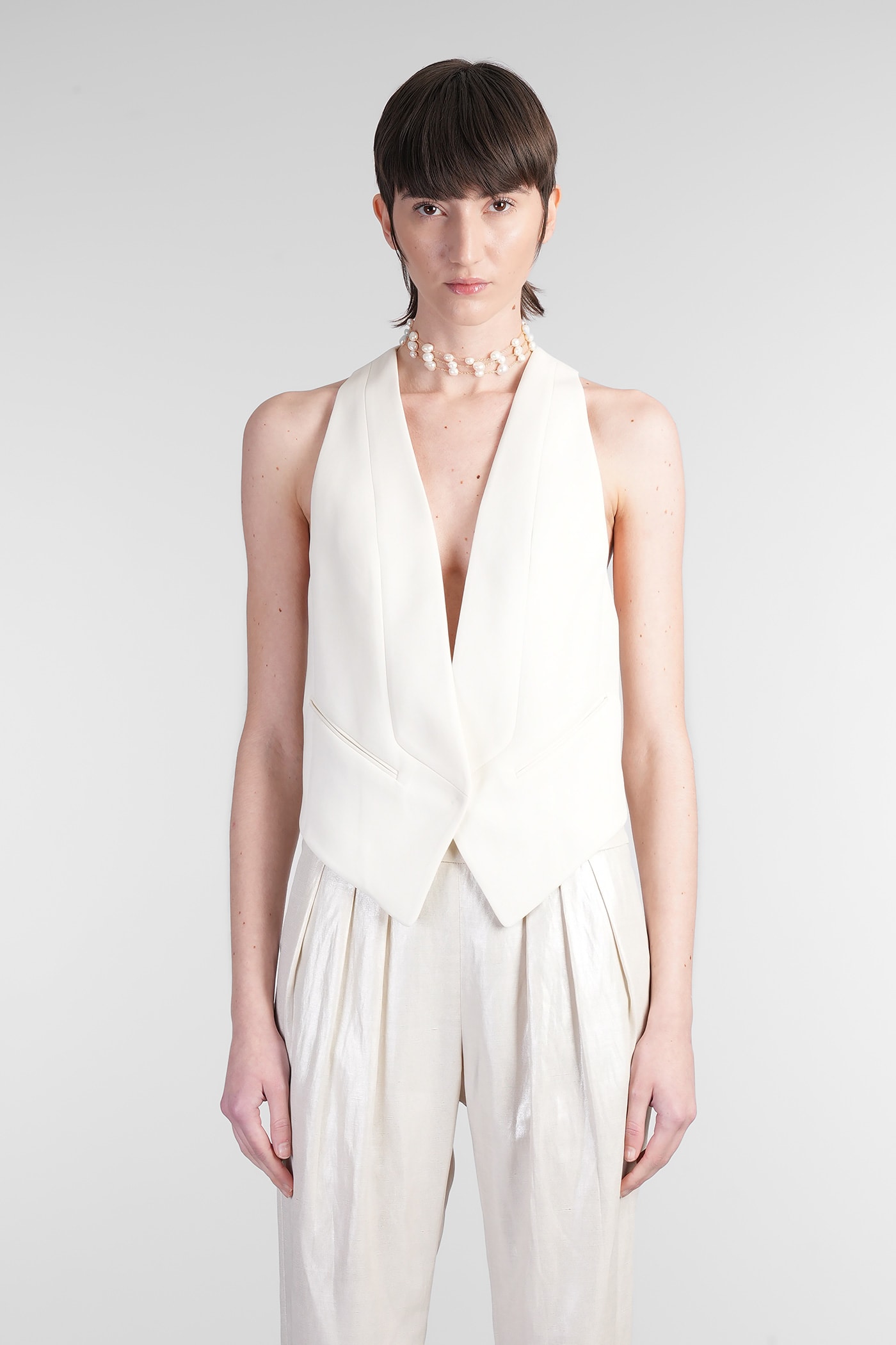 Giorgio Armani Vest In Beige Silk