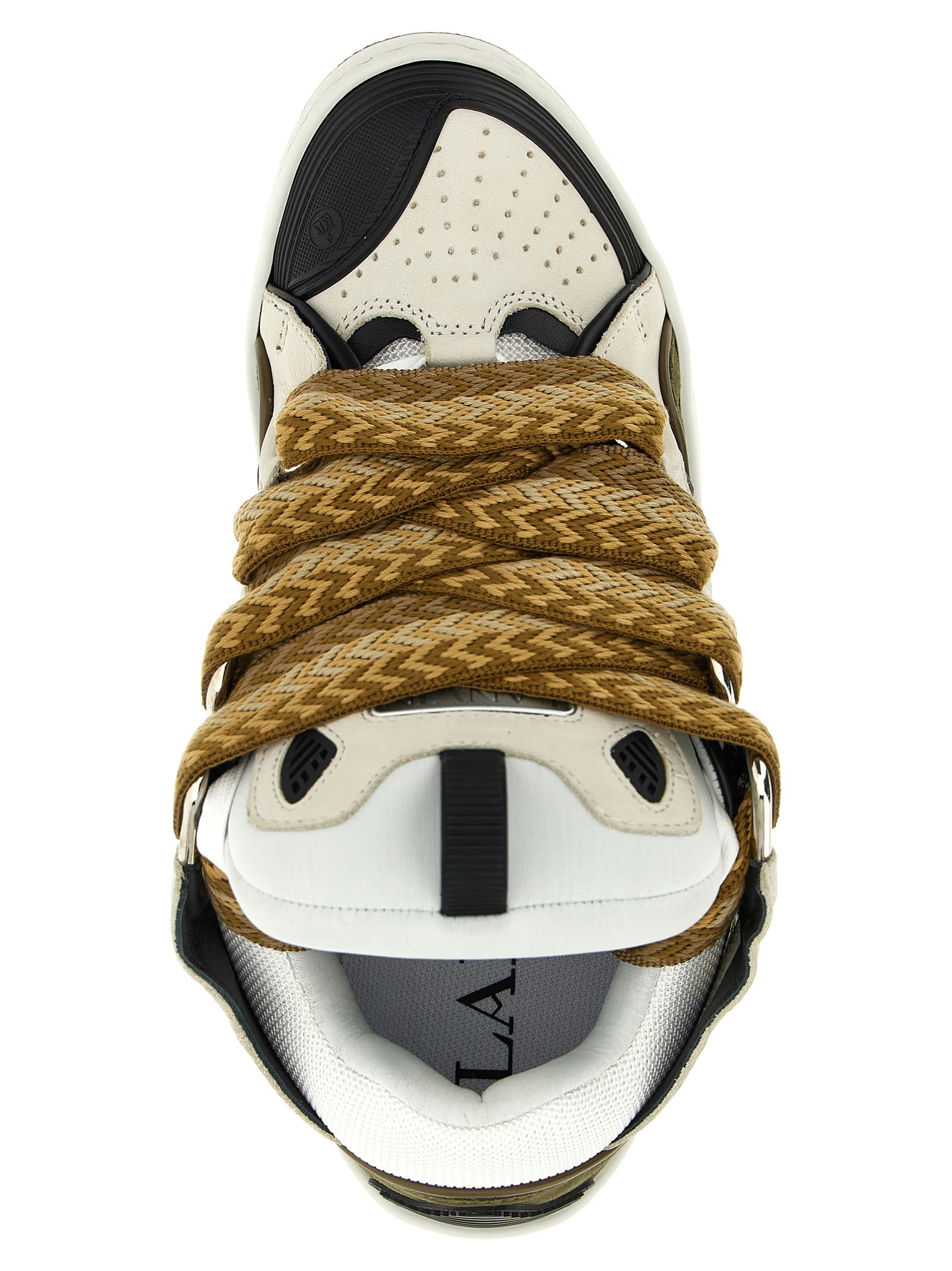 Lanvin Curb Sneakers In Grey Suede And Leather In Multi
