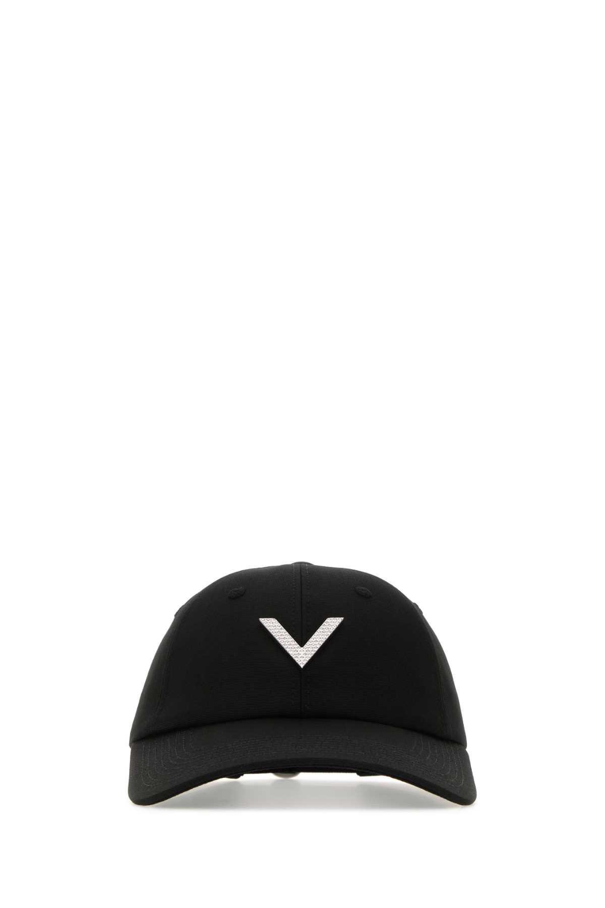 Shop Valentino Black Stretch Cotton Baseball Cap In Nerostrass