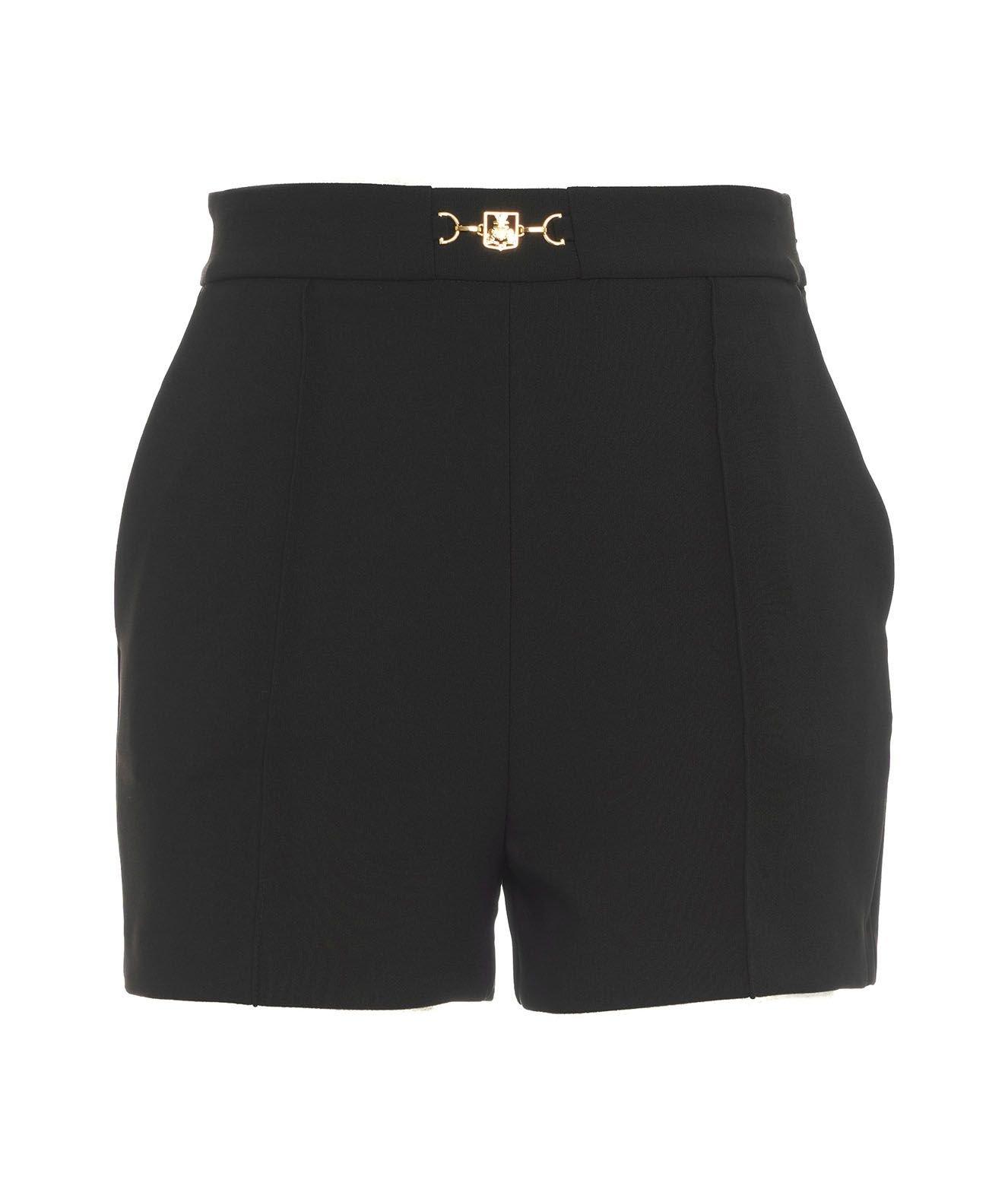 Shop Elisabetta Franchi Stretch Crêpe Horsebit Shorts In Black