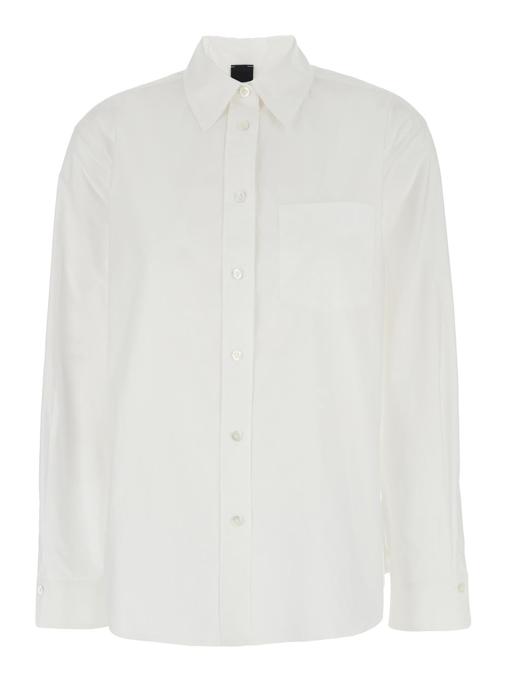 Pinko White Shirt With Classic Collar And Chest Pocket In Cotton Woman