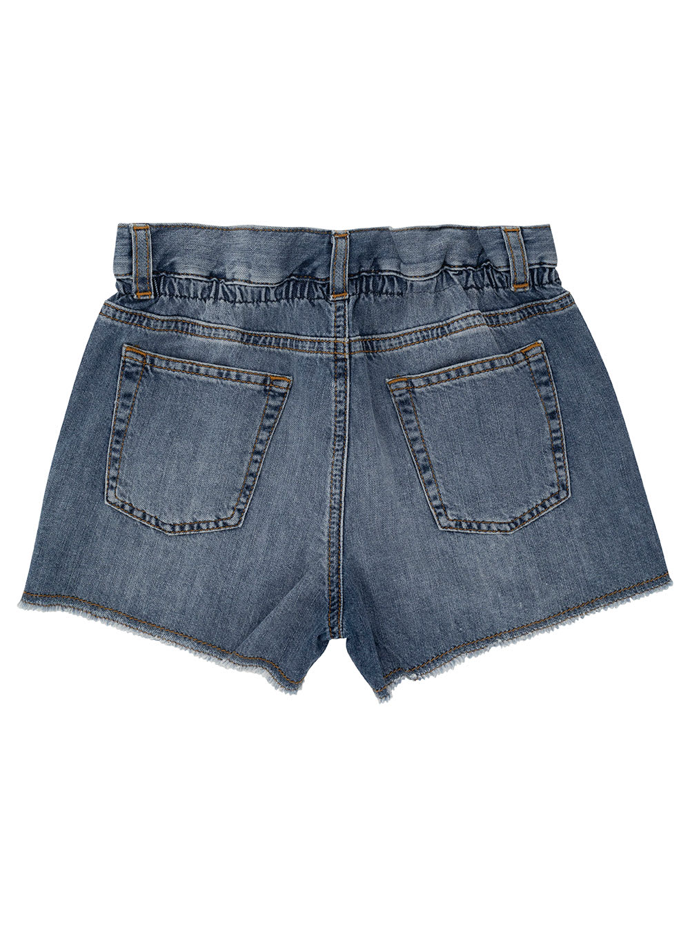 Shop Marni Light Blue Shorts With Logo Patch In Cotton Denim Girl