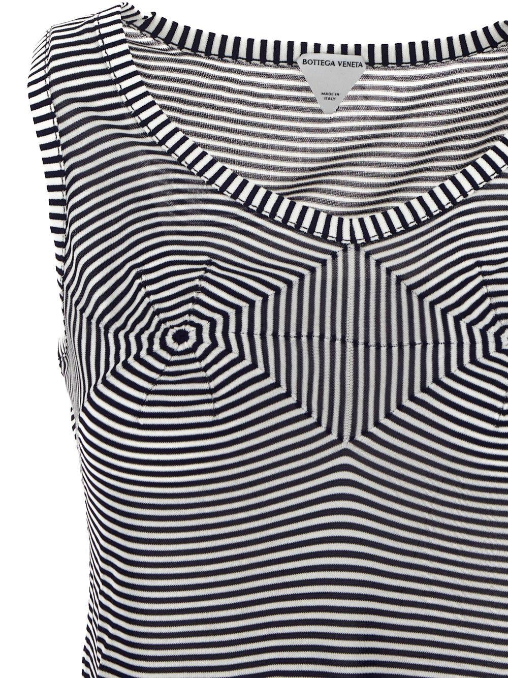 Shop Bottega Veneta Embroidered Viscose Tank Top In Navy, White