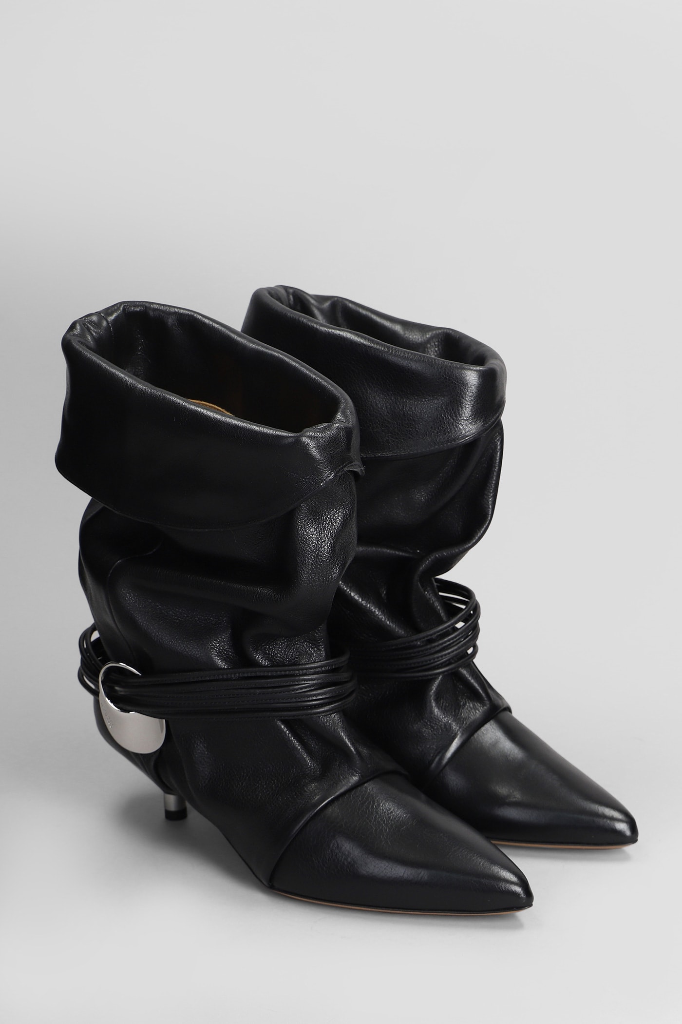 Shop Isabel Marant Edrika High Heels Ankle Boots In Black Leather