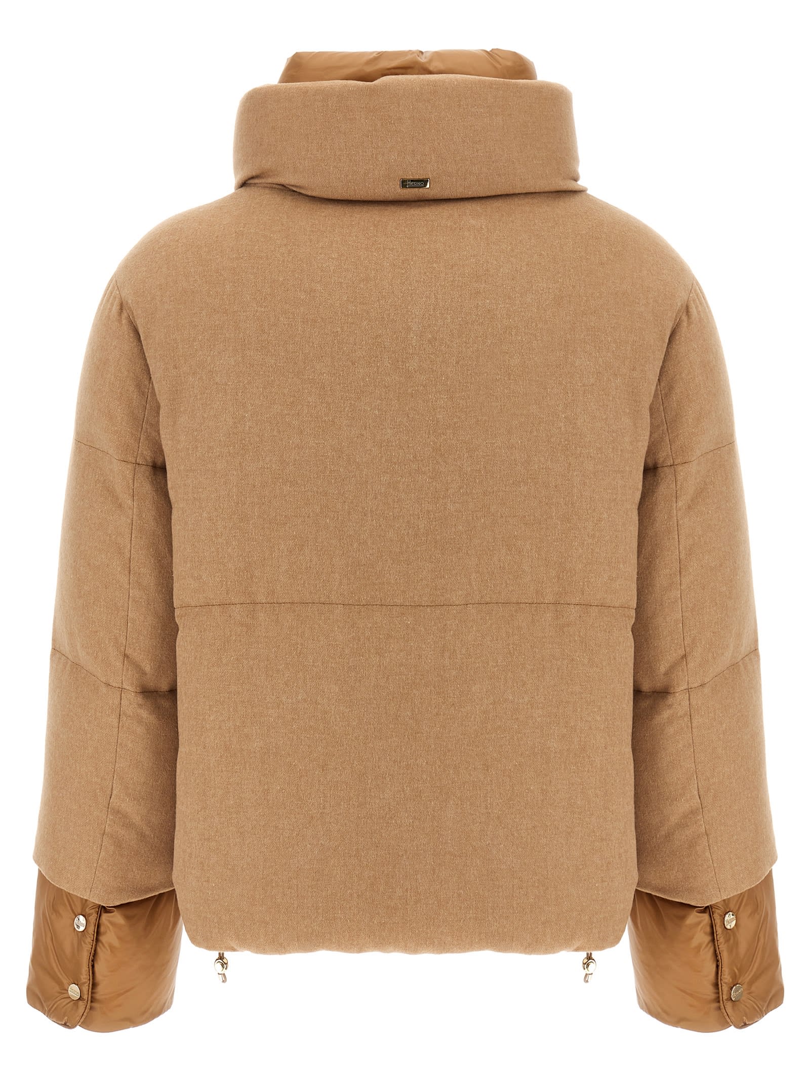 Shop Herno Two-material Puffer Jacket In Beige