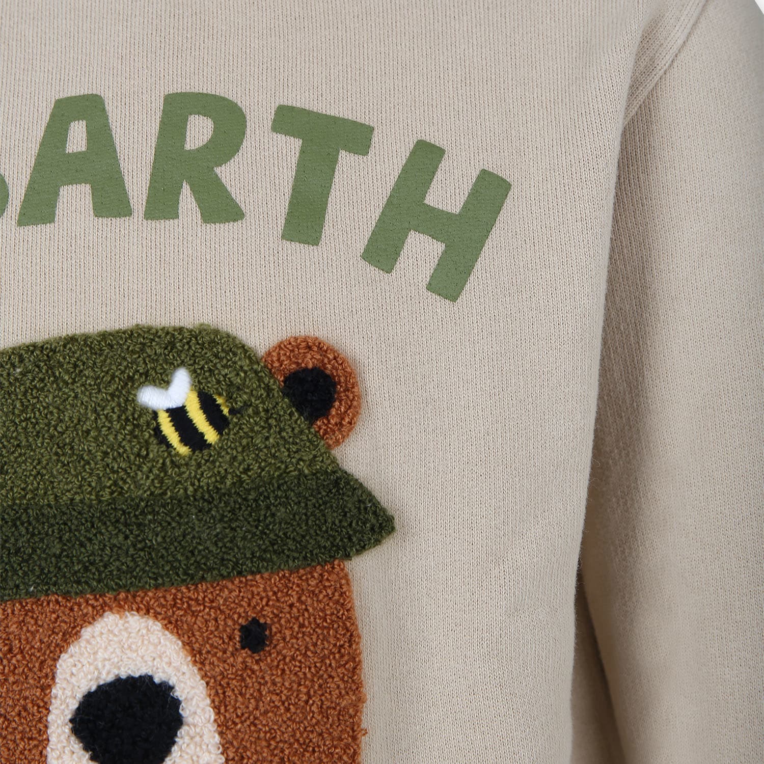 Mc2 Saint Barth Brown Sweatshirt For Boy With Bear In Brown