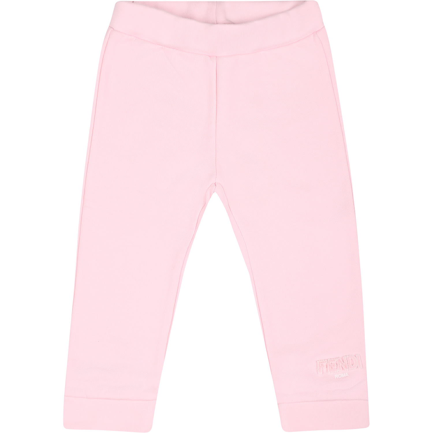 Fendi Pink Trousers For Baby Girl With  Logo