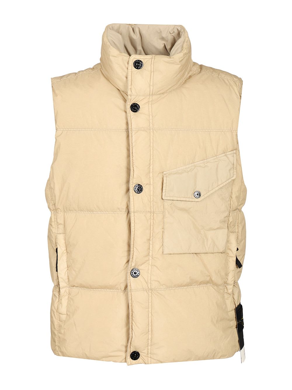 Stone Island Down Vest In Lightweight Nylon Reps Jackets Beige In Neutral