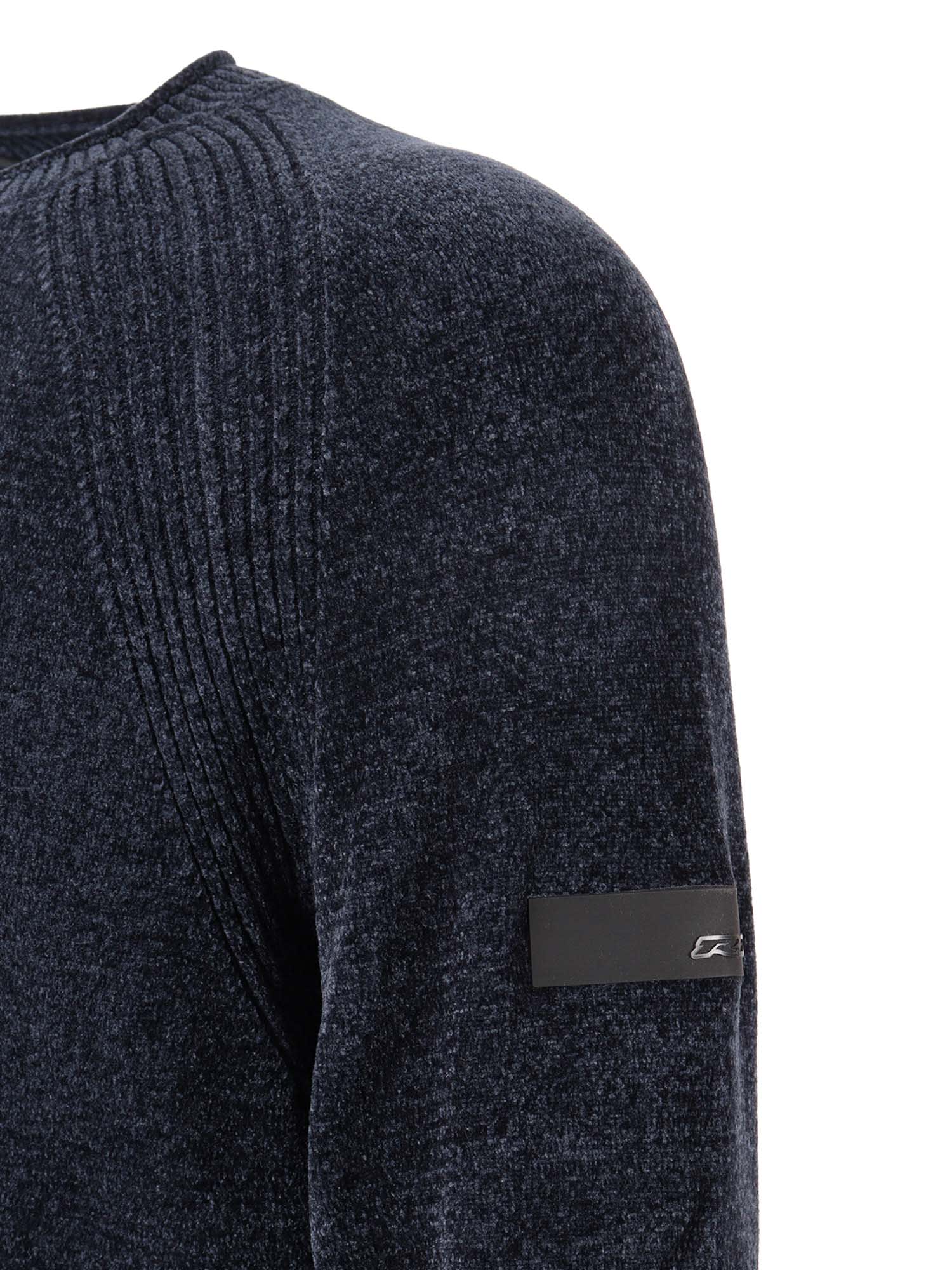 Rrd - Roberto Ricci Design Velvet Round Knit In Blue