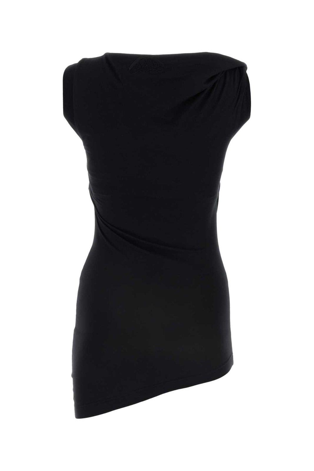 Alexander Mcqueen Knot-detailed Asymmetric-hem Top In Black