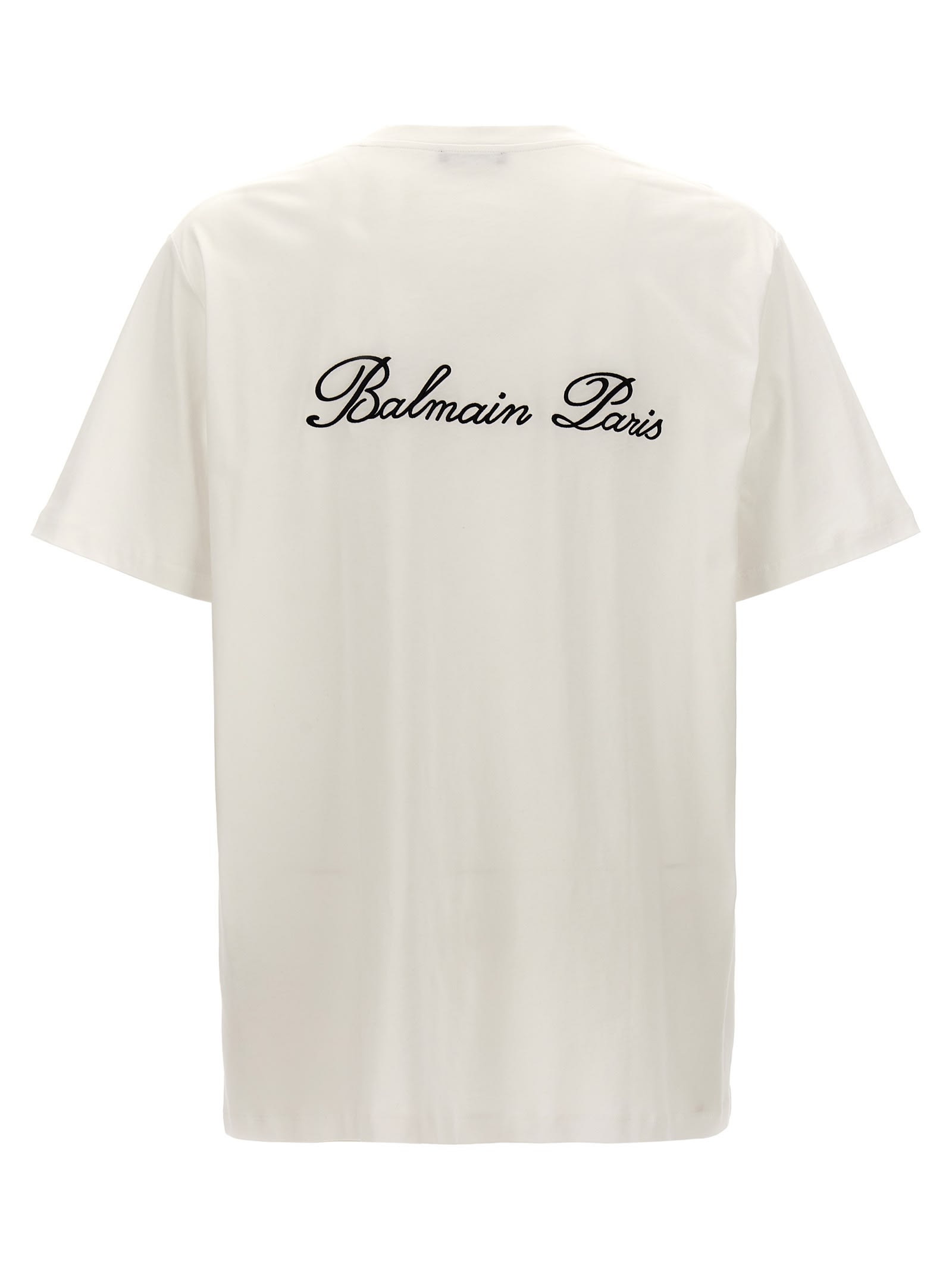 Shop Balmain Signature T-shirt In White/black