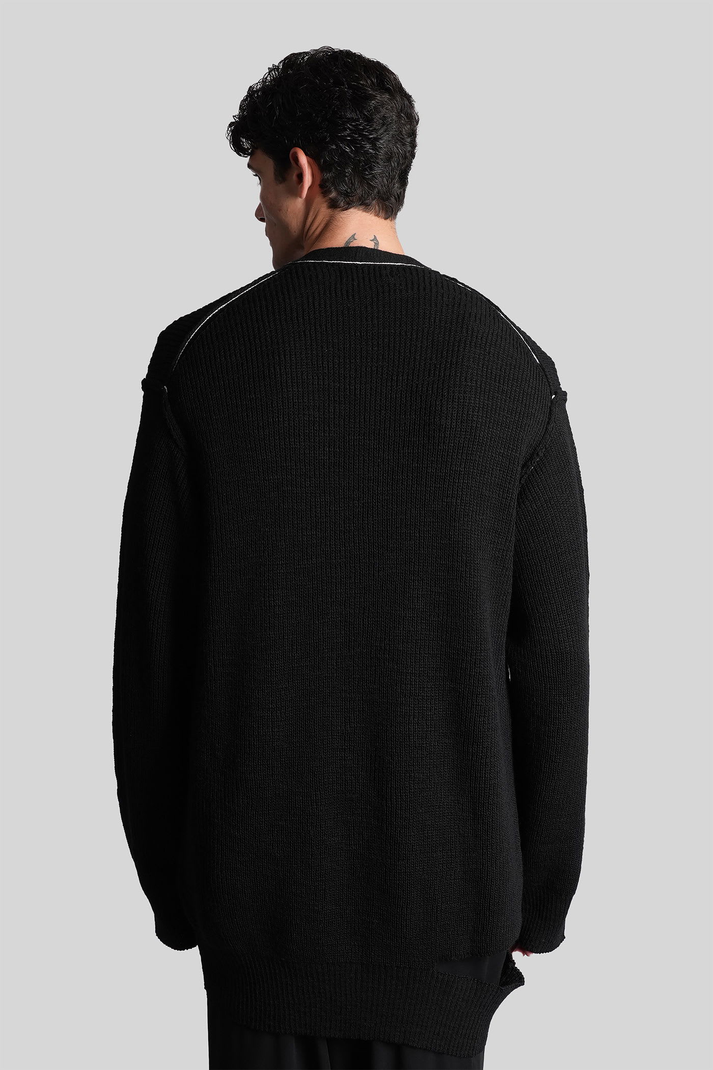 Yohji Yamamoto Button Trim Cardigan In Black