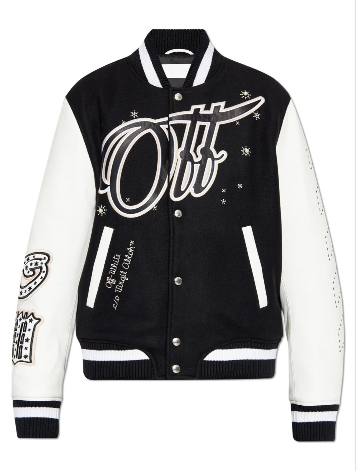 Shop Off-white Wo Bling Stars Buttoned Jacket In Black/white