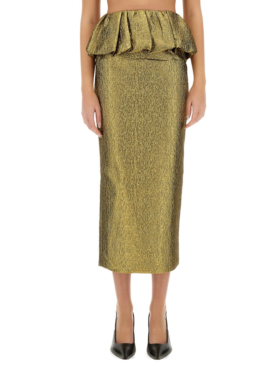 Metallic Jacquard Midi Skirt