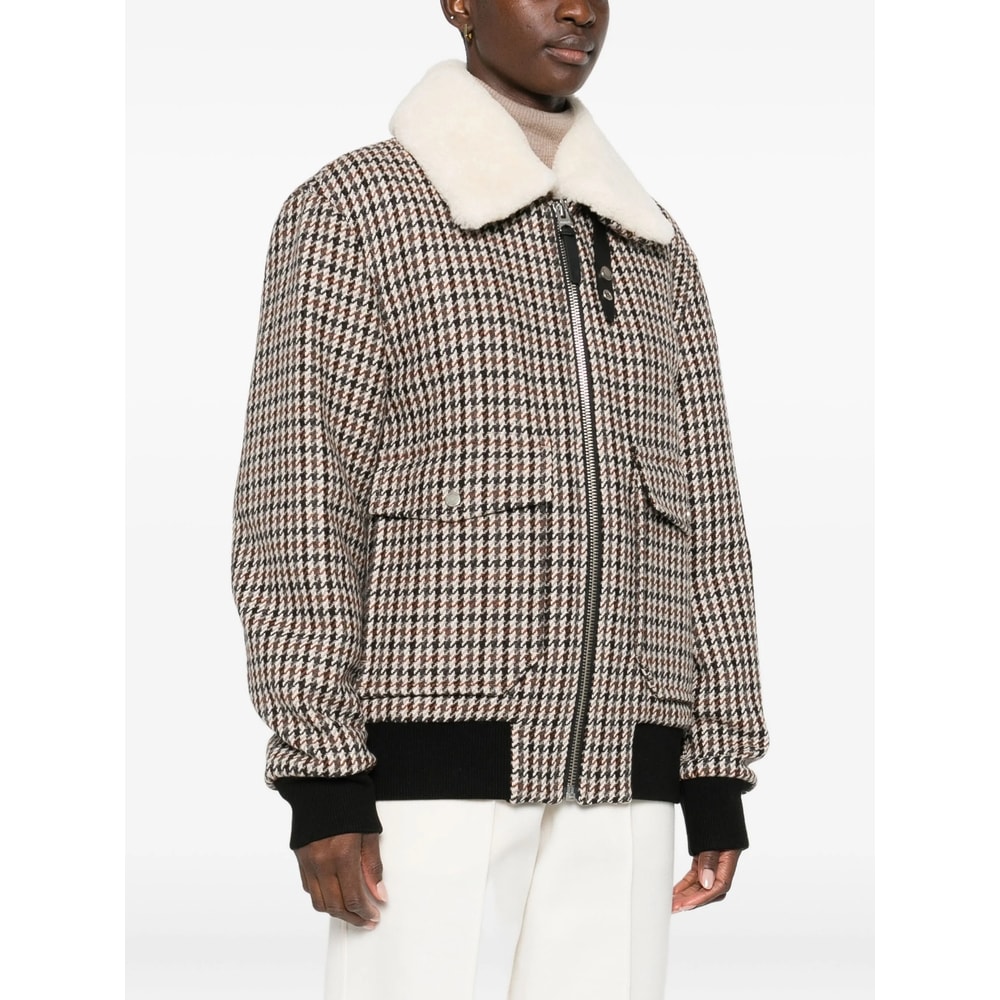 Mackage Wool-blend Houndstooth Rhett-ht Bomber Jacket In Neutral
