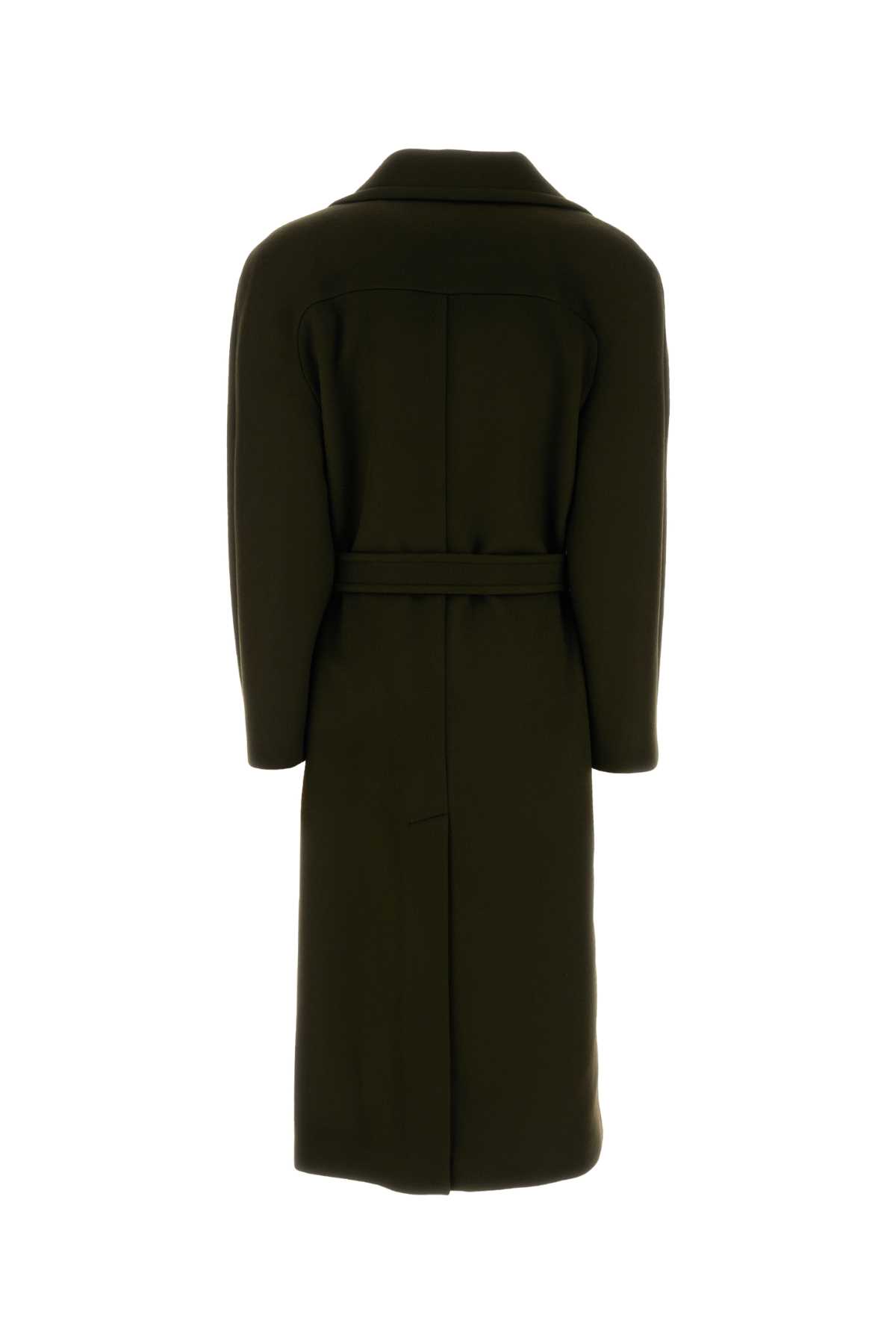 Stella Mccartney Bottle Green Wool Coat In Brown