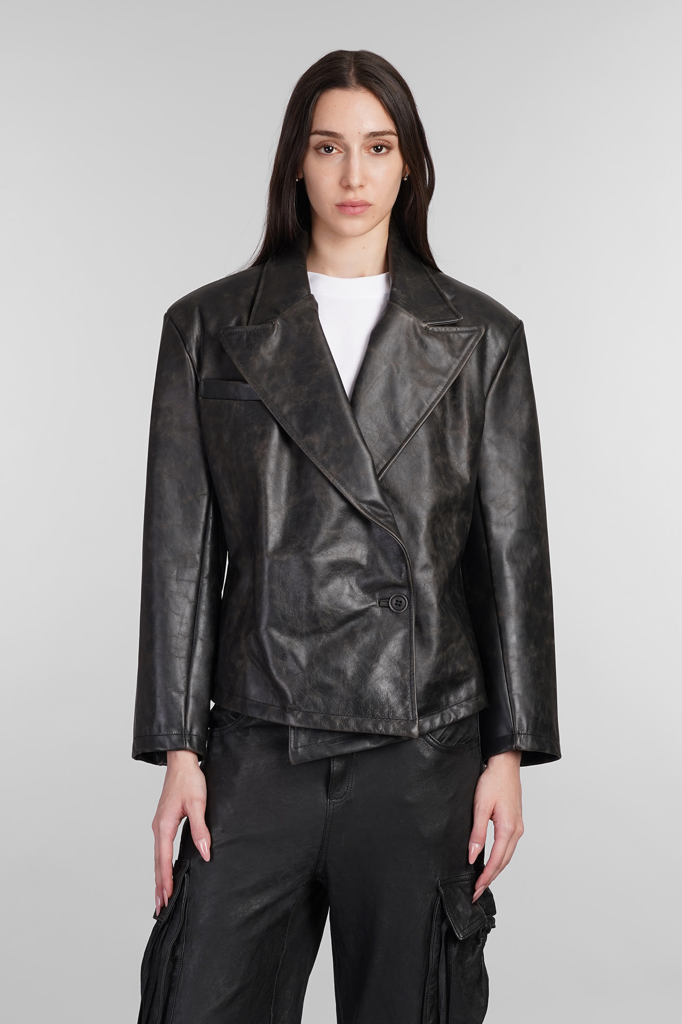 Salvatore Santoro Blazer In Black Leather