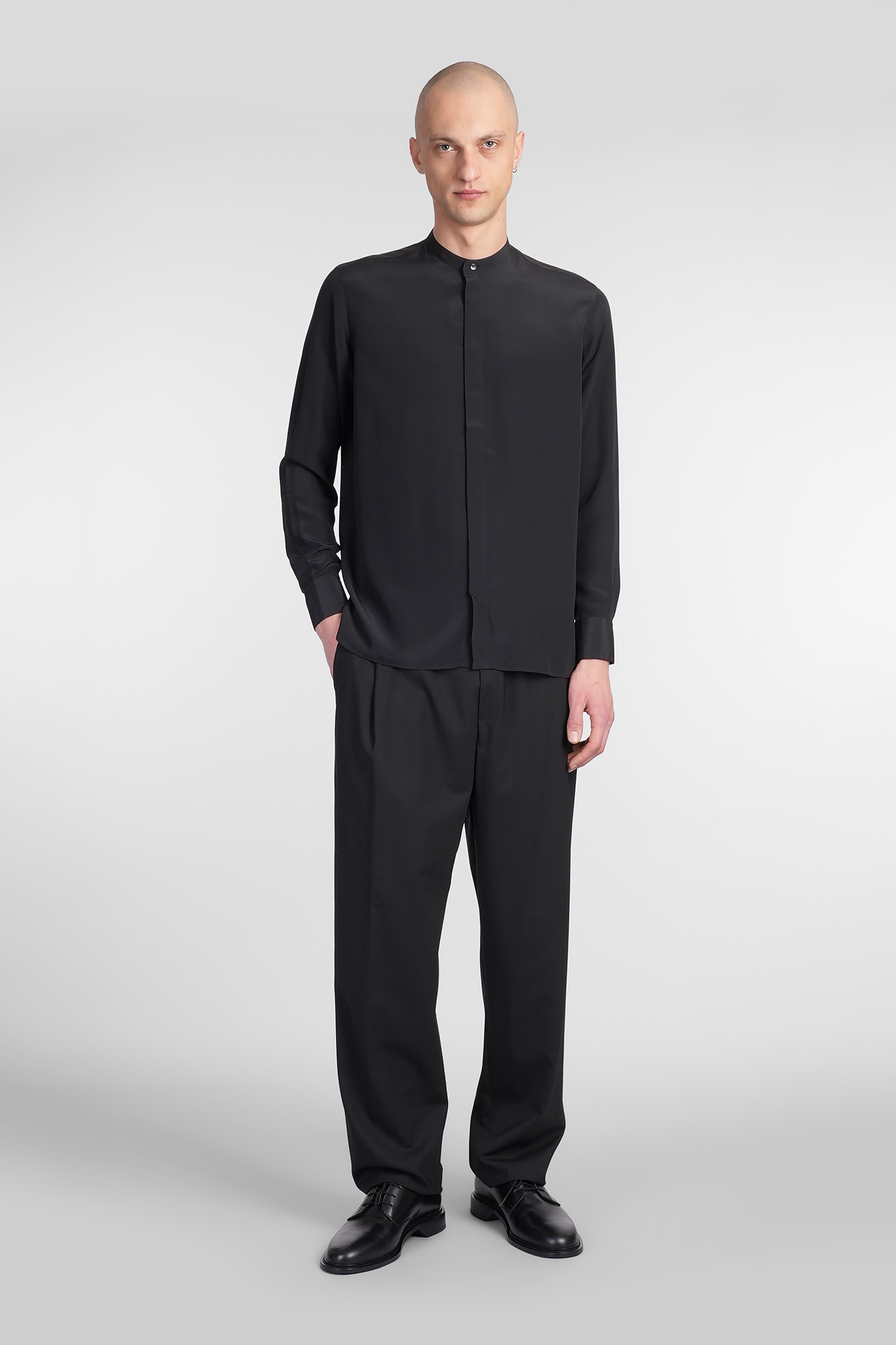 Laneus Pants In Black Wool In Black